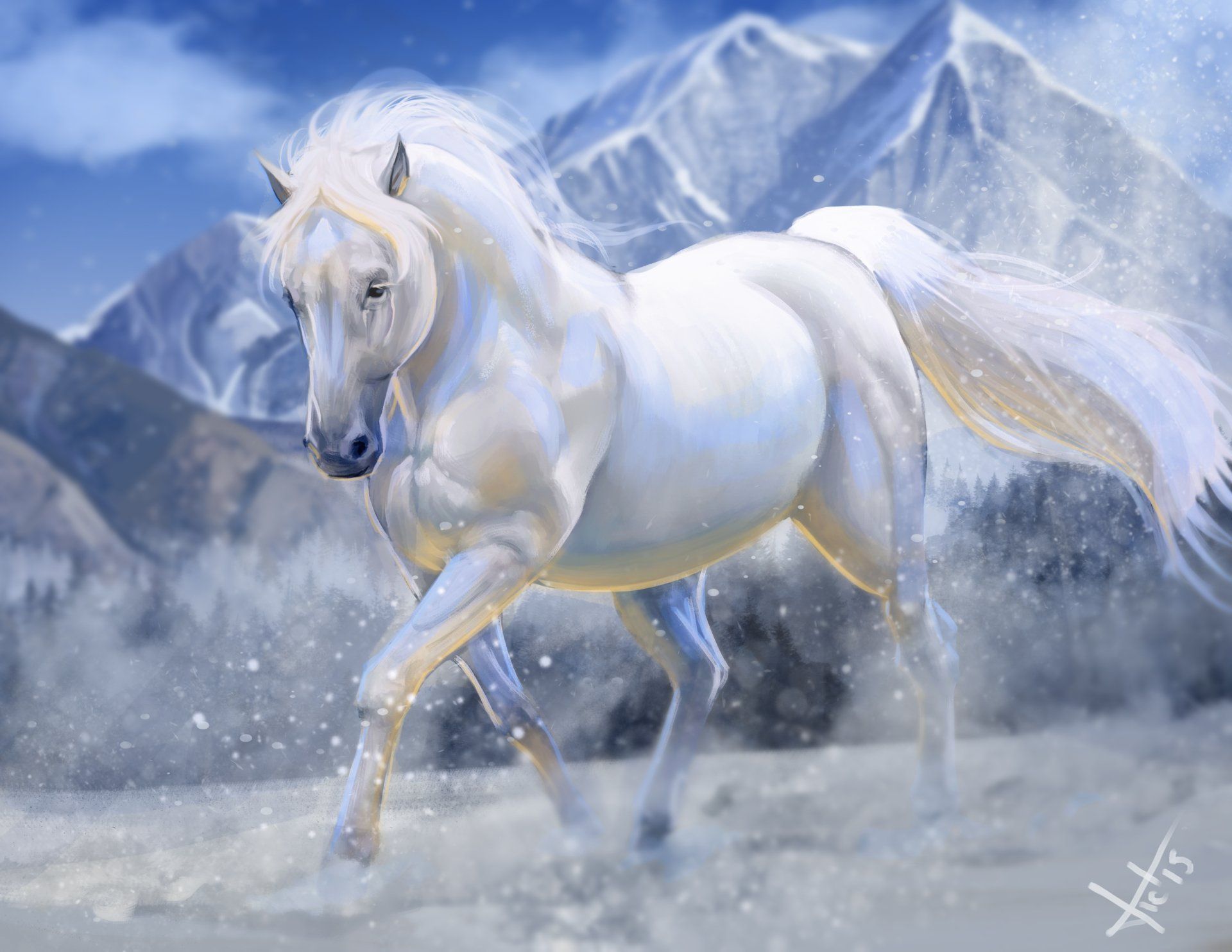 1920x1484 Majestic White Horse in HD Wallpaper