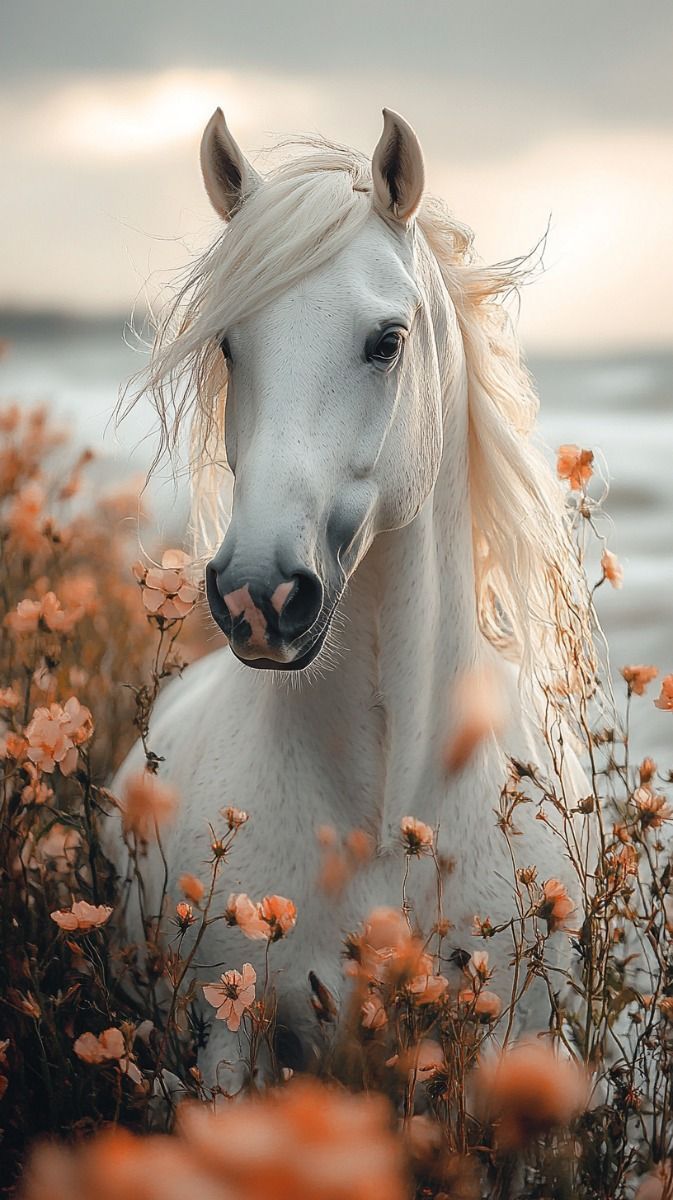 673x1200 white horse wallpaper