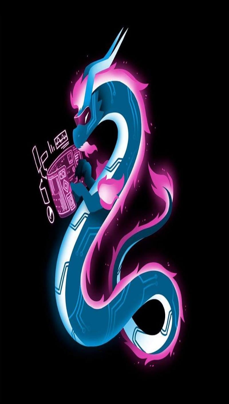 800x1407 Cyberpunk Dragon, spirituality, violet, HD phone wallpaper
