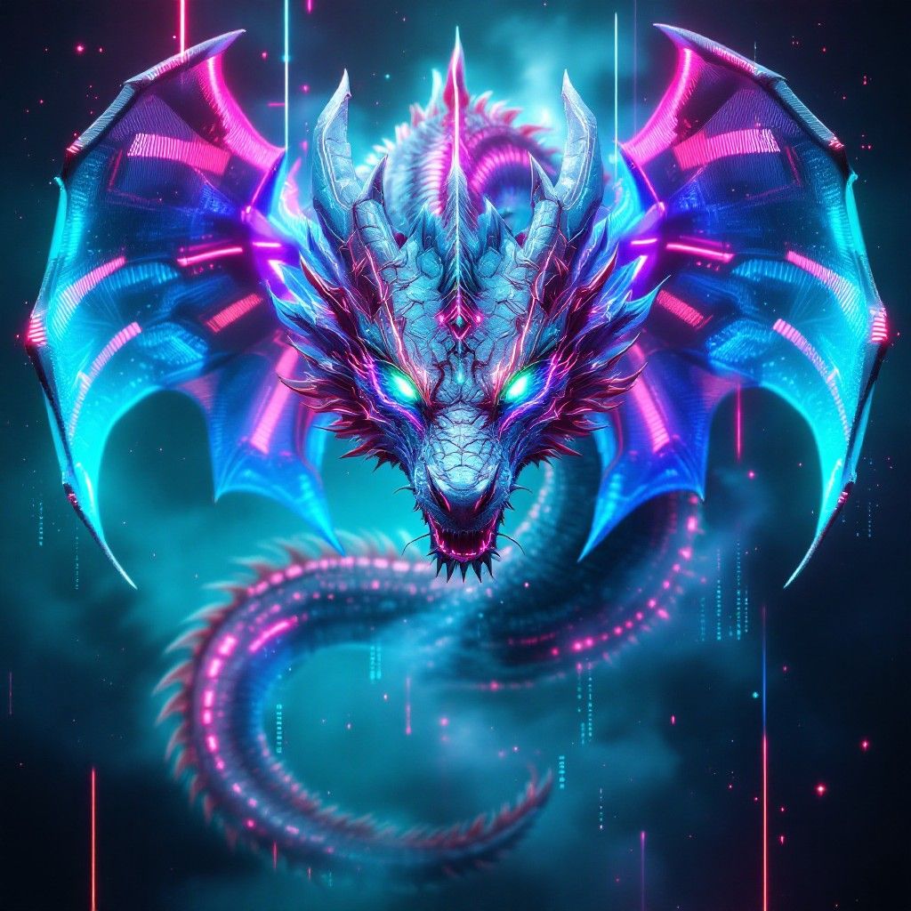 1024x1024 Download Cyberpunk Dragon Unleashed Image, Cyberpunk, Neon