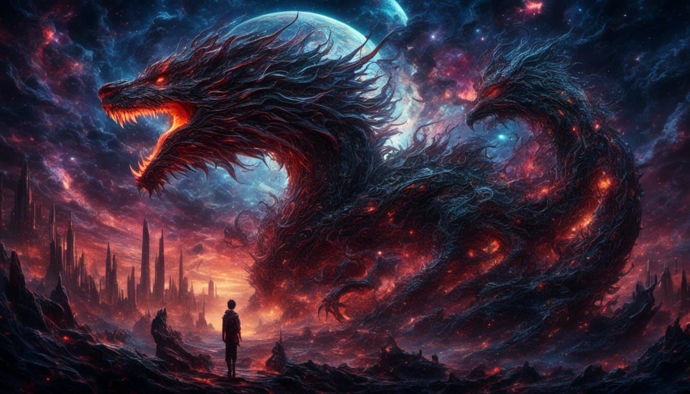 1344x768 Void Wyrm of the legend Cyberpunk Dragon Soaring