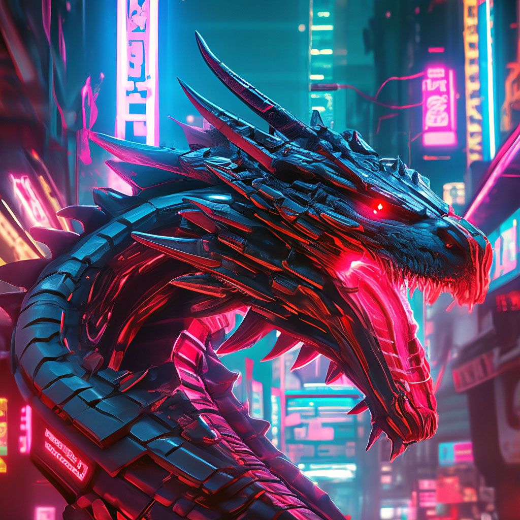 1024x1024 Cyberpunk Neon Dragon