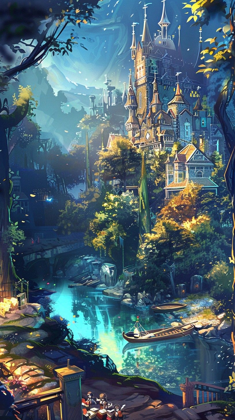 816x1456 Download Enchanted Forest Kingdom Image, Forest, Castle
