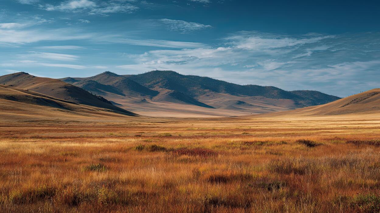 1249x700 Landscape Mongolian steppe with mongolian hills and plains low vegetation mongolian autumn