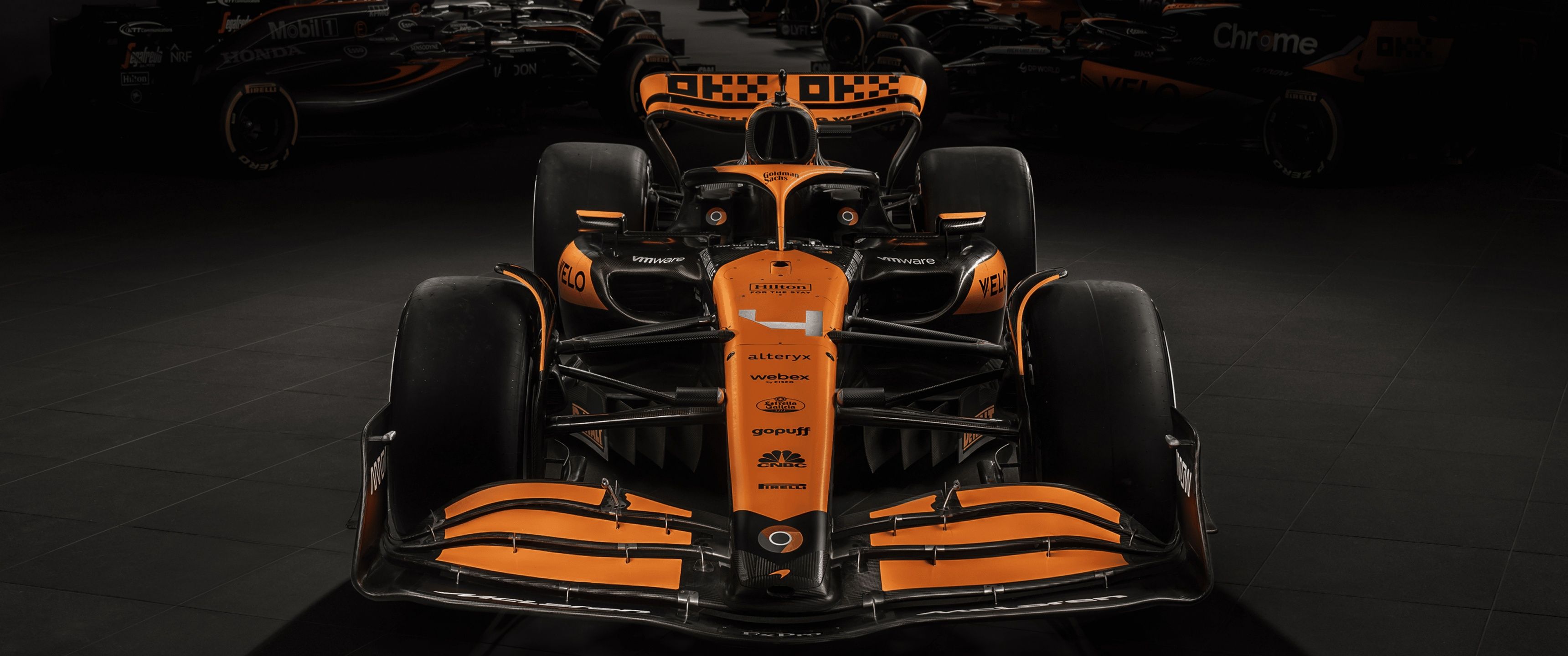3440x1440 McLaren MCL38 Wallpaper 4K, F1 Cars, Dark background, 2024