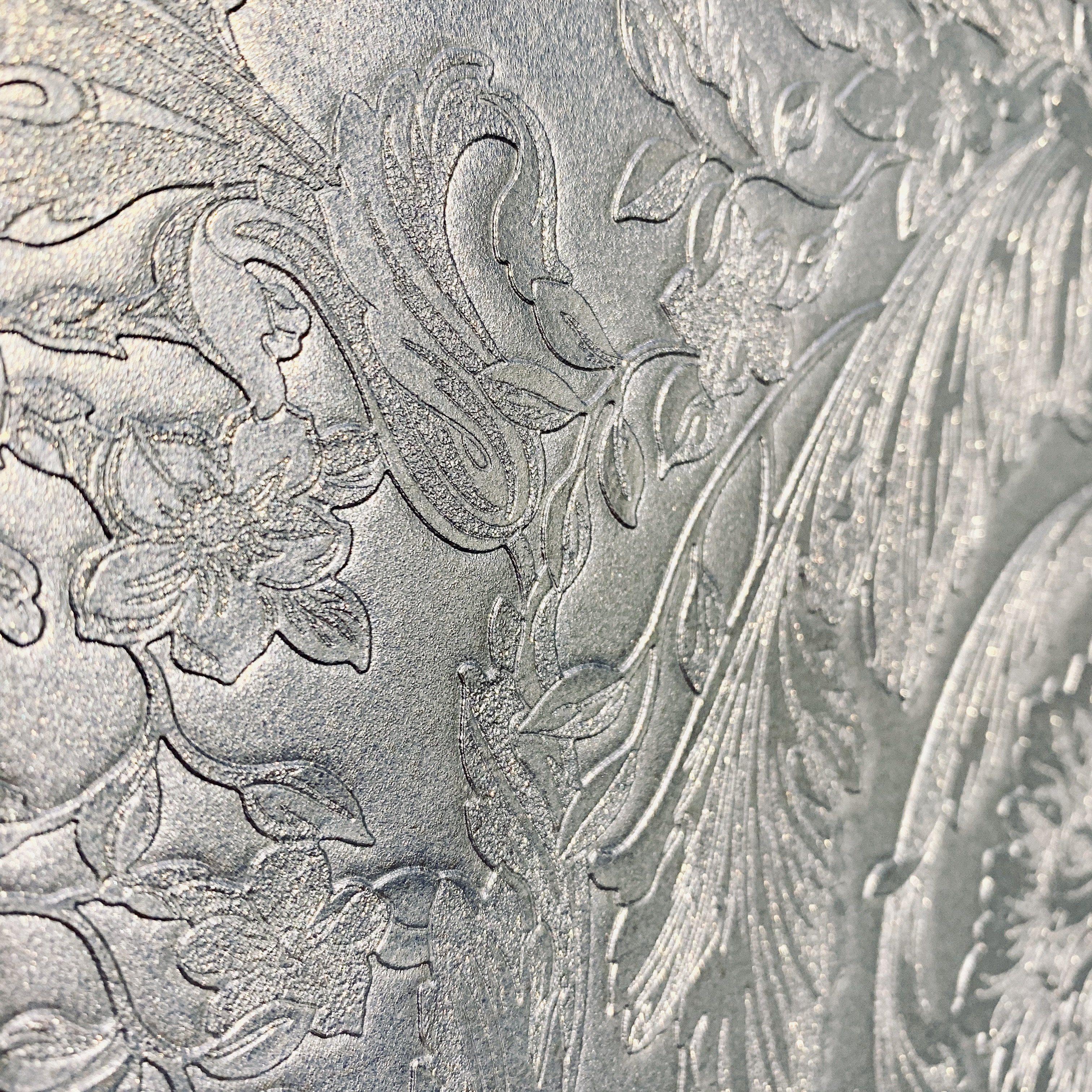 3024x3024 Versace Wallpaper Collection Barocco Metallic Silver 4