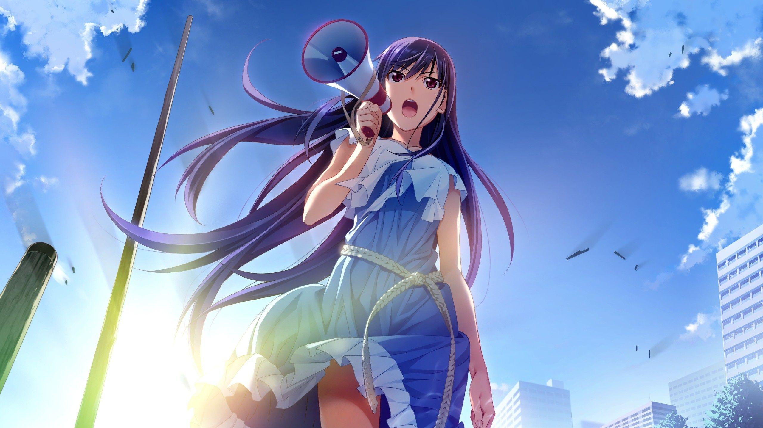 2560x1439 #rain, #wet clothing, #Kazami Yuuji, #Sakaki Yumiko, #Grisaia no Kajitsu, wallpaper
