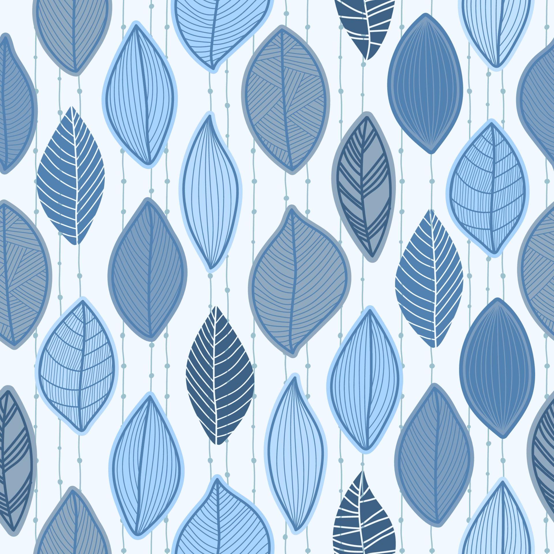 1920x1920 Forest leaves seamless pattern in pastel, blue colors. Wallpaper with natural floral ornaments. Hand drawn Graphic modern design