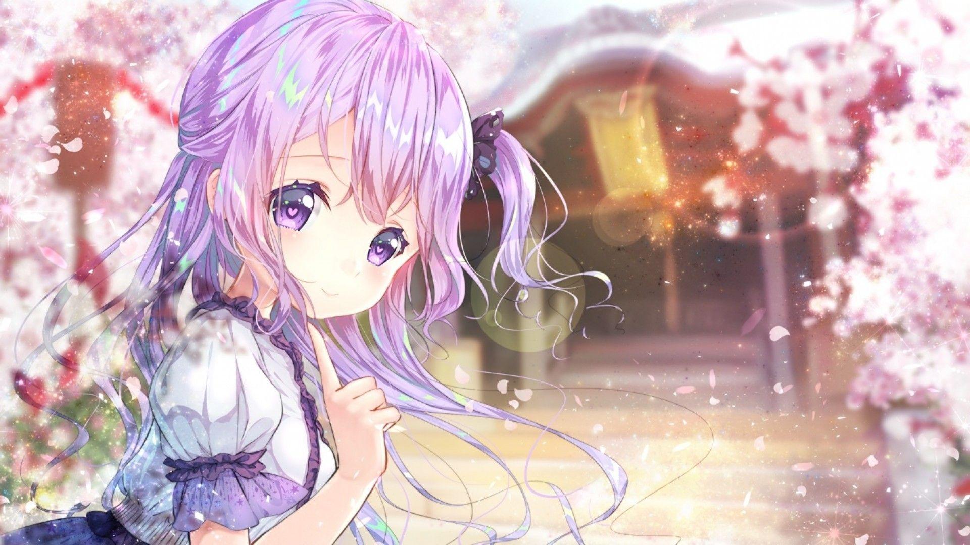 1920x1080 Download 1920x1080 Hms Unicorn, Purple Hair, Azur Lane, Anime Games, Loli, Cute, Cherry Blossoms, Dress Wallpaper for Widescreen
