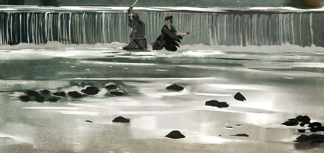 1301x614 shogun assassin waterfall scene by donjonswan. Lone Wolf & Cub