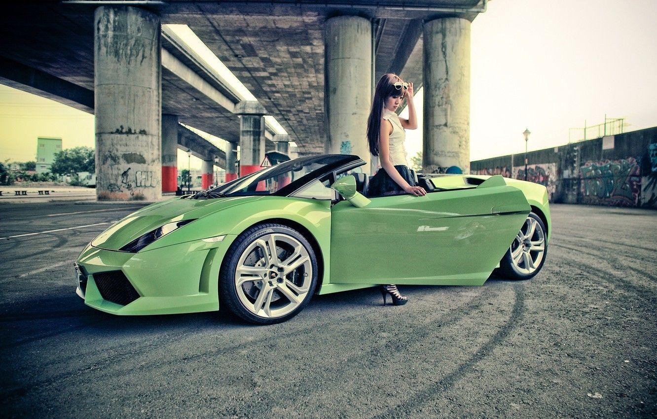 1332x850 Wallpaper Girl, Gallardo, Model, Green, Lambo image for desktop, section lamborghini