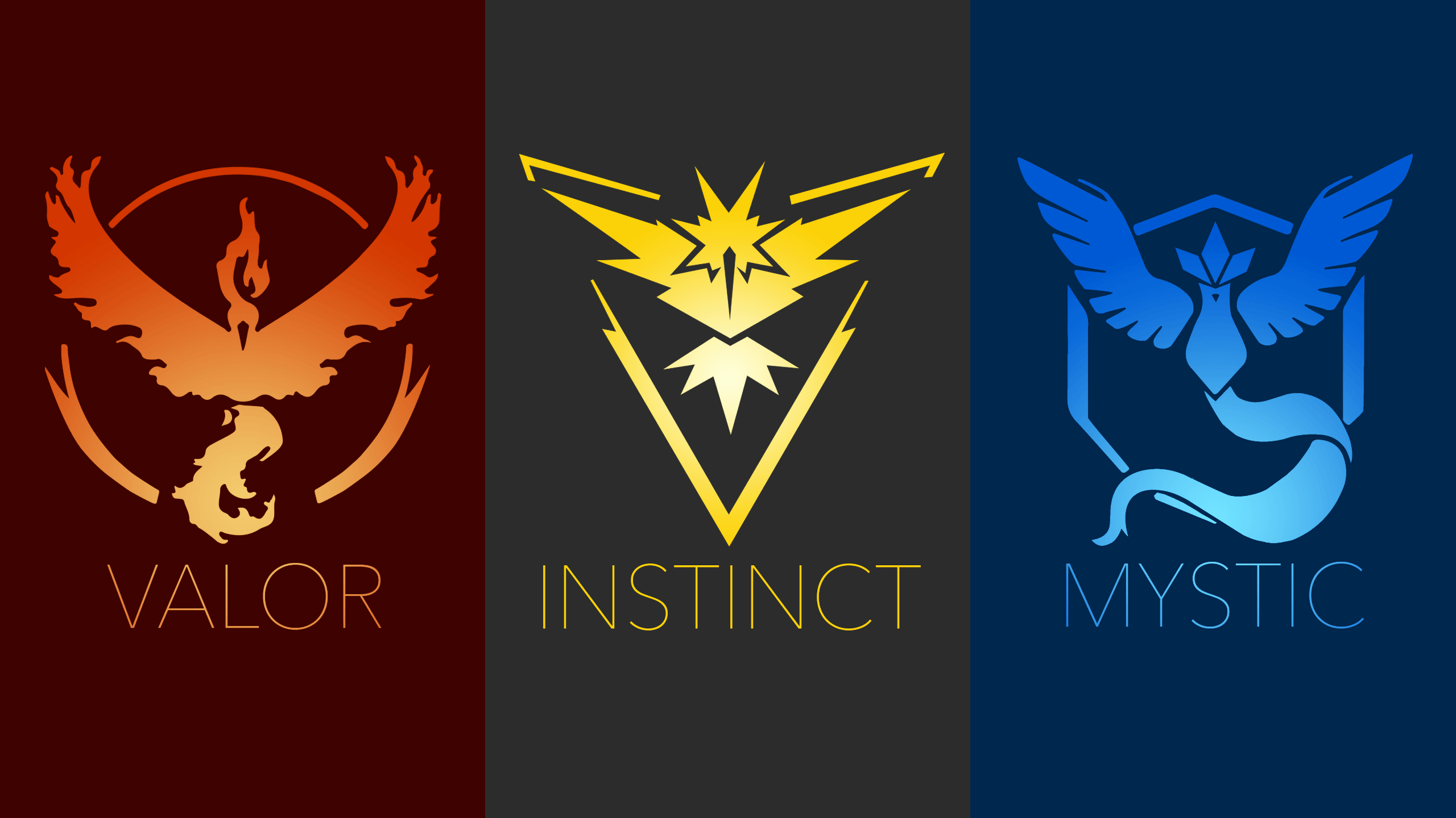 2560x1440 #Team Mystic, #Team Instinct, #Team Valor, #Pokémon, #Pokemon Go, wallpaper