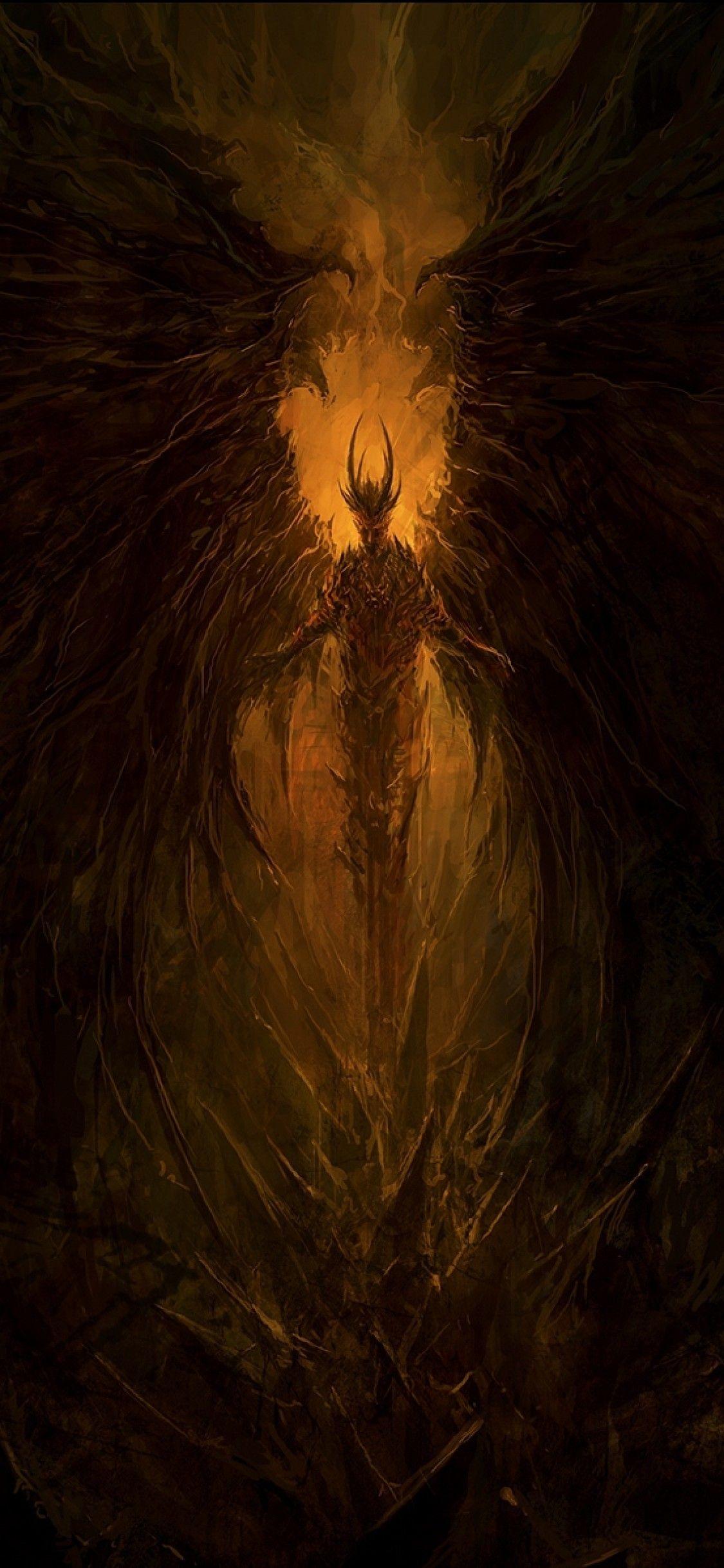 1125x2436 Demon, Wings, Satan, Lucifer, Hell, Artwork Wallpaper Wings Lucifer