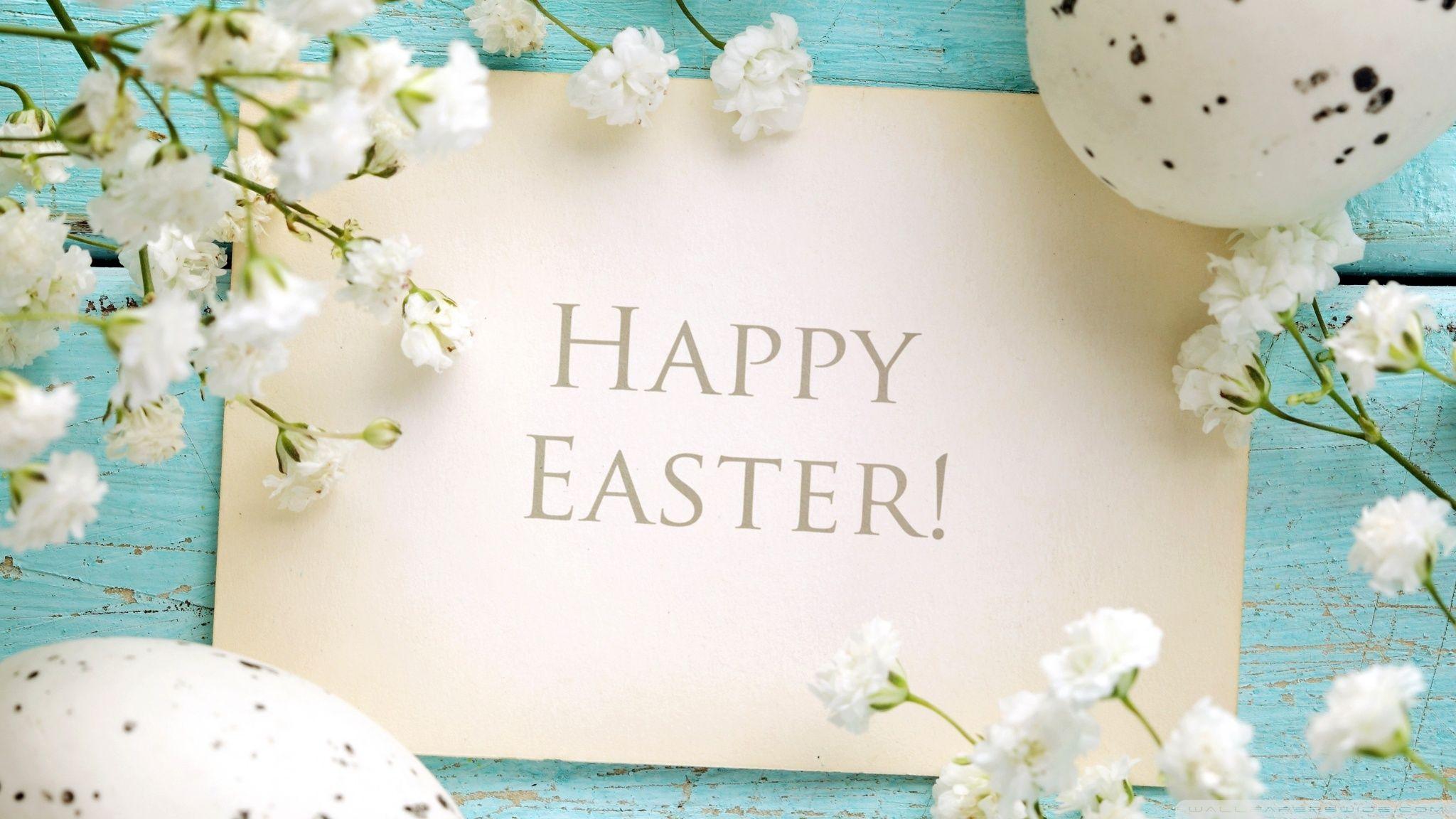 2048x1152 Easter Sunday Easter Flowers And Eggs HD Wallpaper