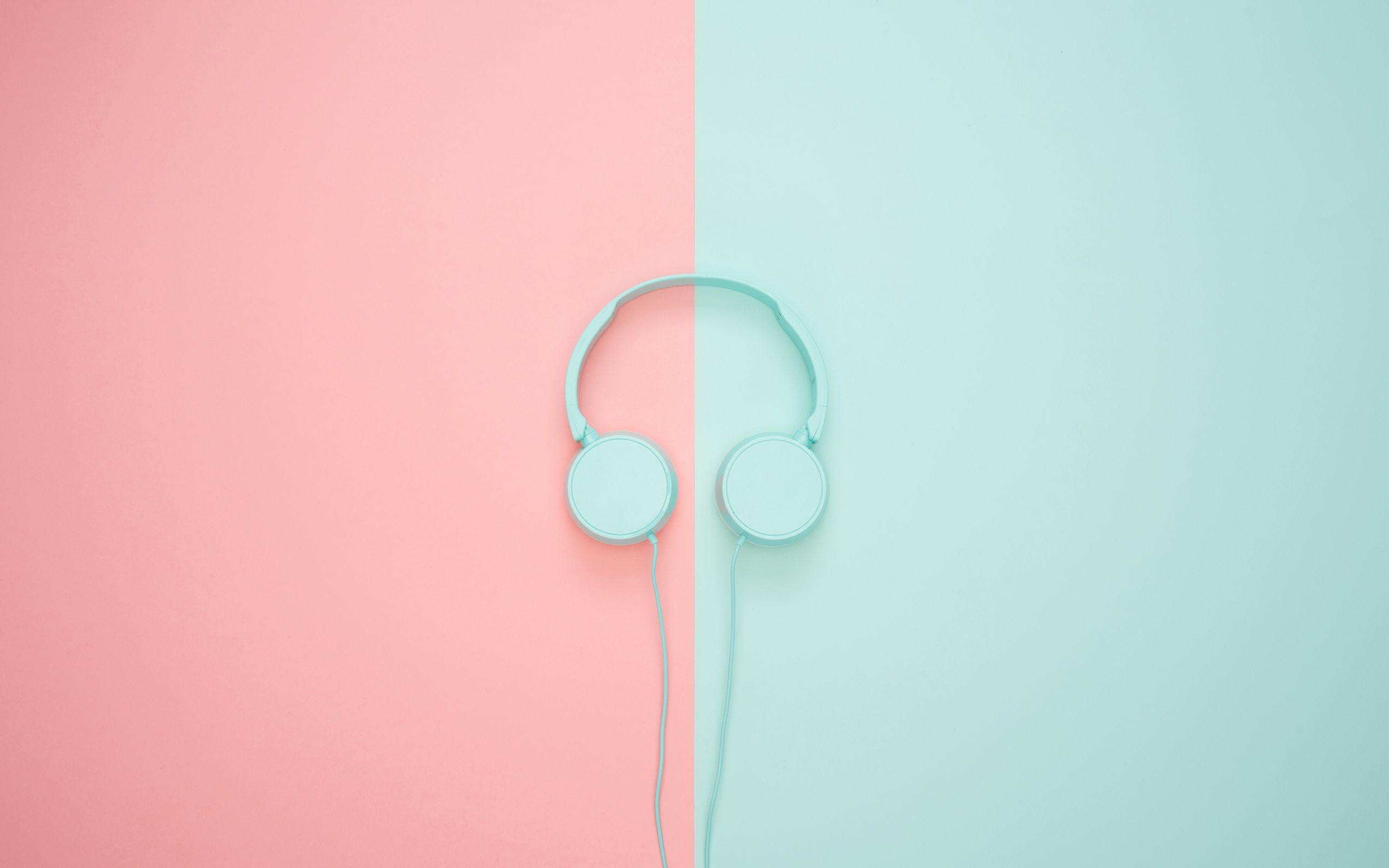 2560x1600 Download wallpaper 2560x1600 headphones, minimalism, pastel, pink widescreen 16:10 HD background