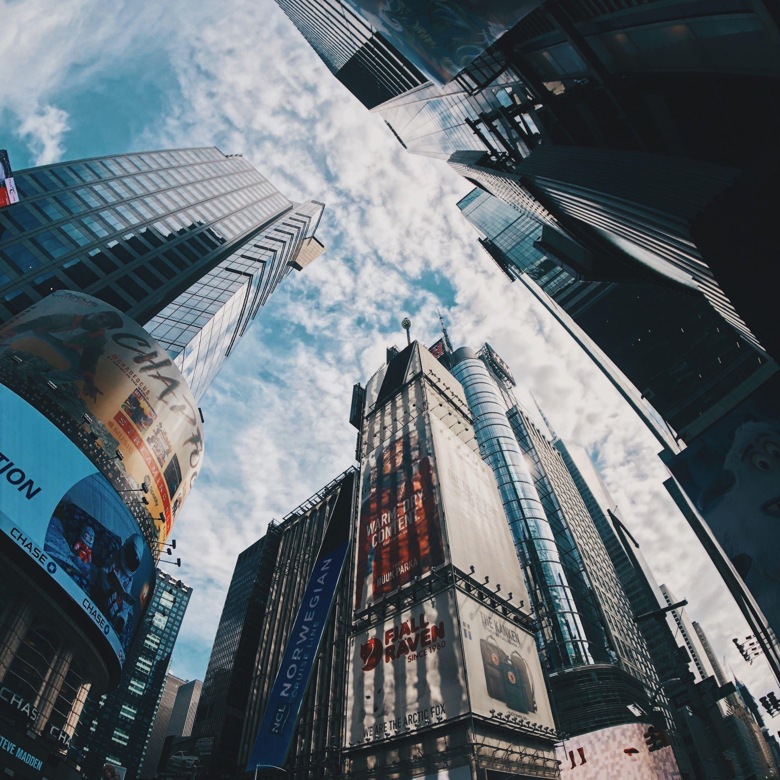 3000x3000 Download 3000x3000 Skyscrapers, Pesperctive, Clouds, Towers, Tall Buildings, Cityscape Wallpaper
