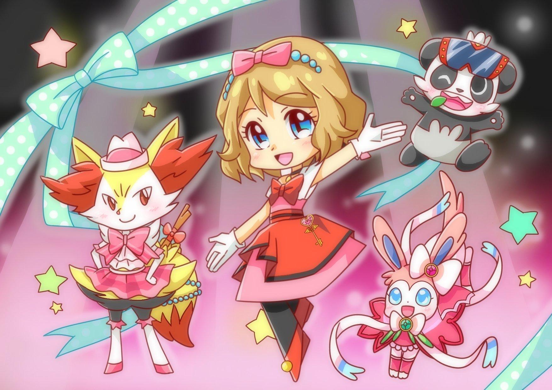 1754x1240 Pokemon Sylveon Serena Braixen Pancham Wallpaper Braixen Pancham Sylveon HD Wallpaper