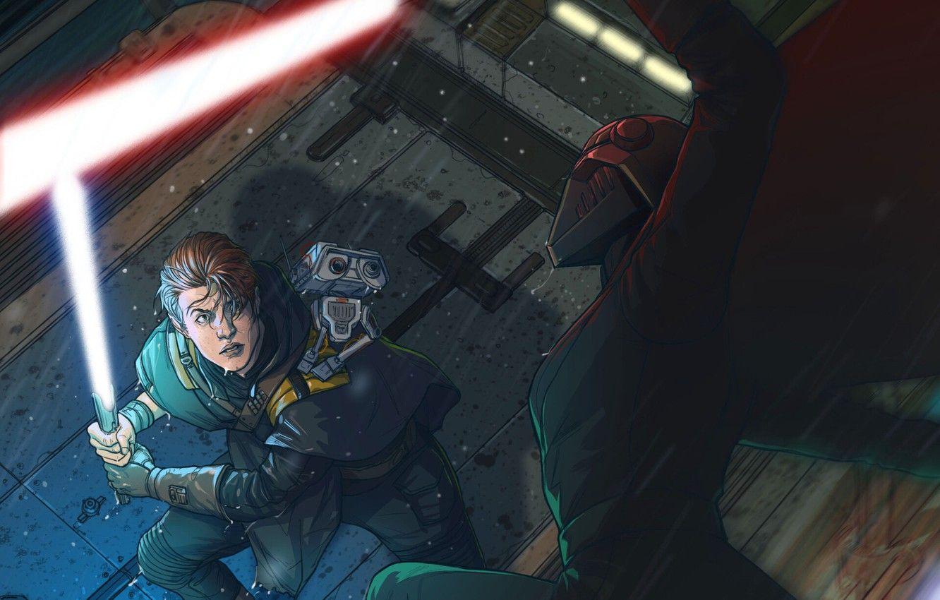 1332x850 Wallpaper Star Wars, Star wars, Illustration, Fanart, Lightsaber, Fall Order, Star Wars Jedi: Fallen Order, Trilla Suduri, by Madibek Musabekov, Madibek Musabekov, Trill Suguri, Cal Kestis, BD- Trilla, Cal Castes image for