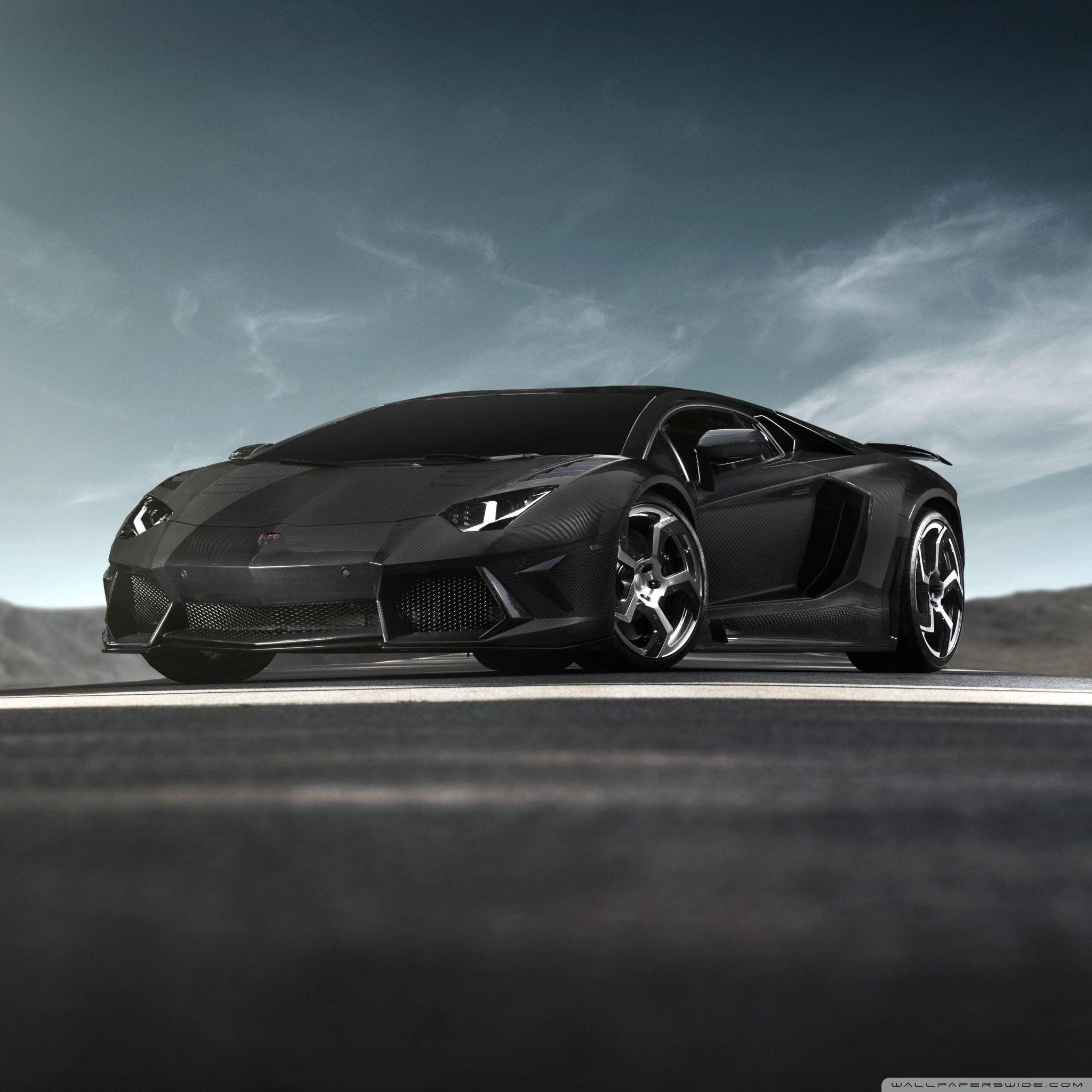 2048x2048 Black Lamborghini Aventador 4K HD Wallpaper