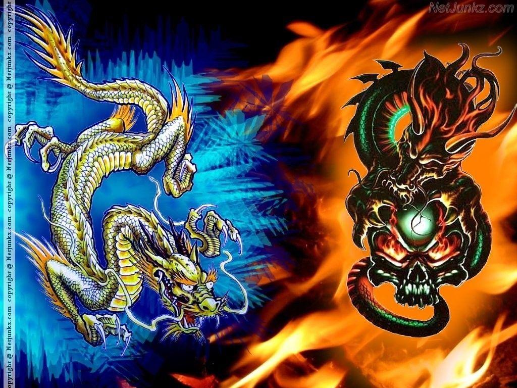 1024x768 dragon wallpaper fire and ice