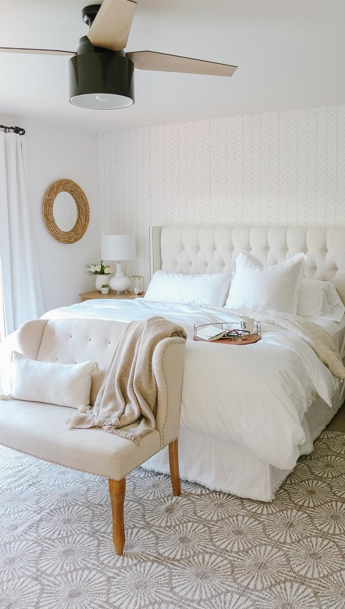680x1200 Neutral + Cozy Master Bedroom with Wallpaper: The Reveal Light Lane
