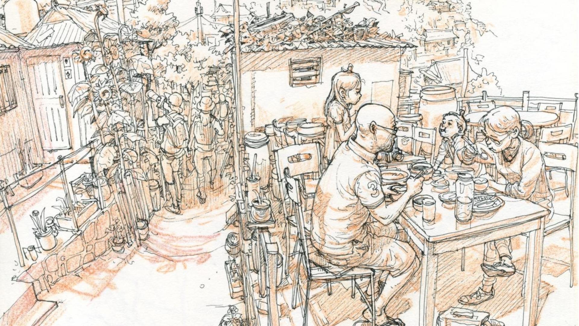 1920x1080 People Korean Monochrome Artwork Drawings Kim Jung Gi Wallpaper