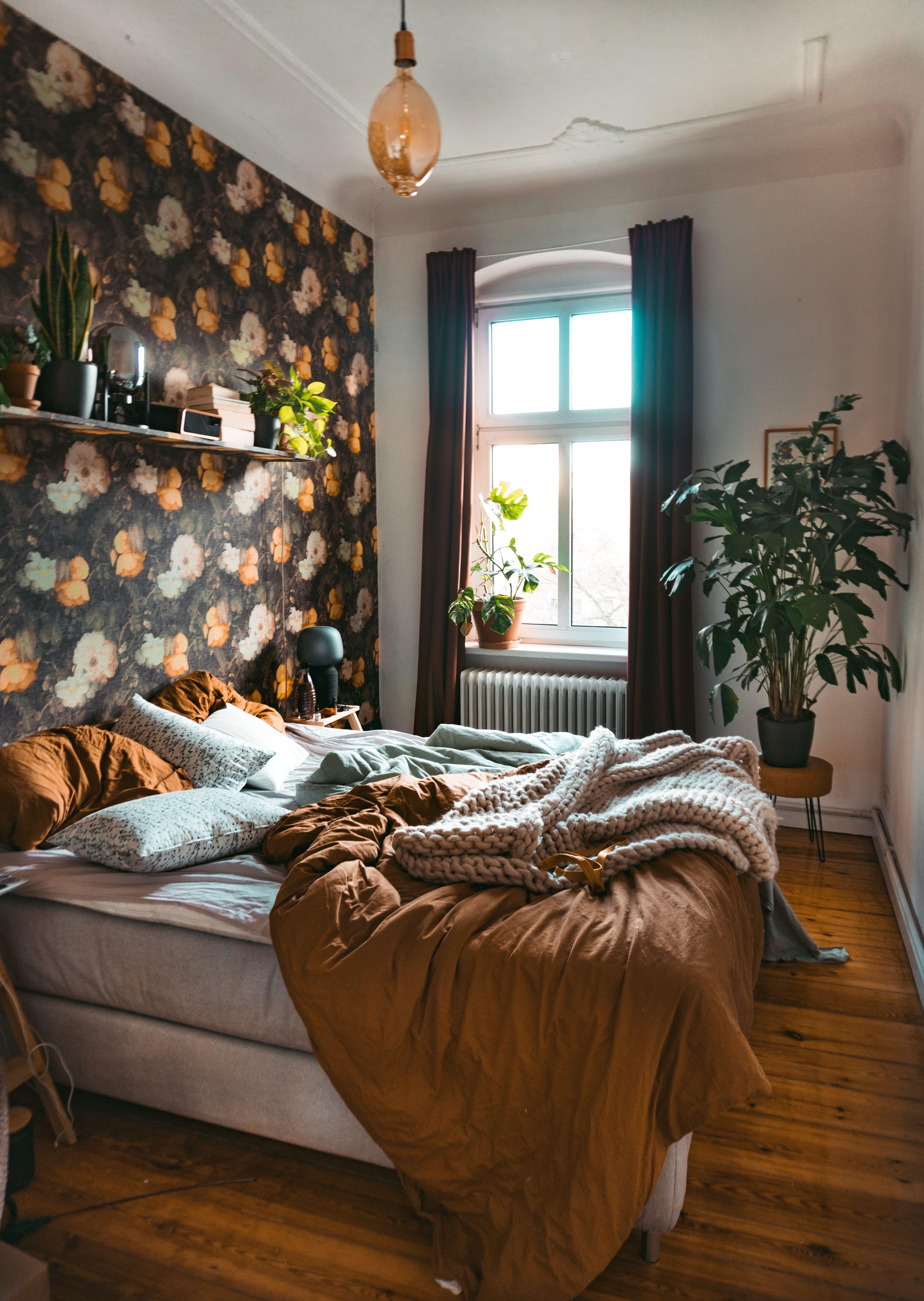 4000x5630 Interior Tutorial Bedroom Makeover with wallpaper. Bedroom makeover, Cozy bedroom warm, Bedroom styles