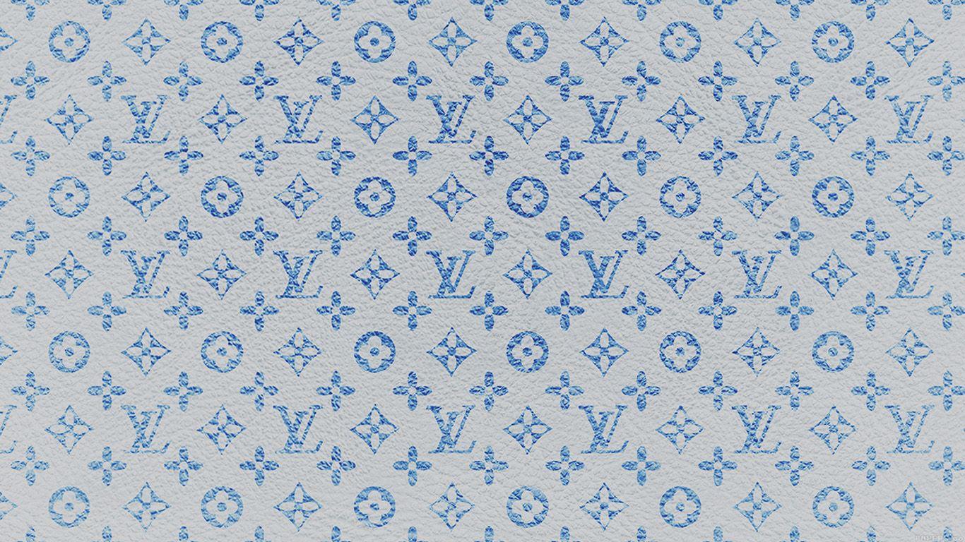 Hình nền 1366x768 cho máy tính để bàn, laptop.  Louis Vuitton màu xanh hoa văn nghệ thuật