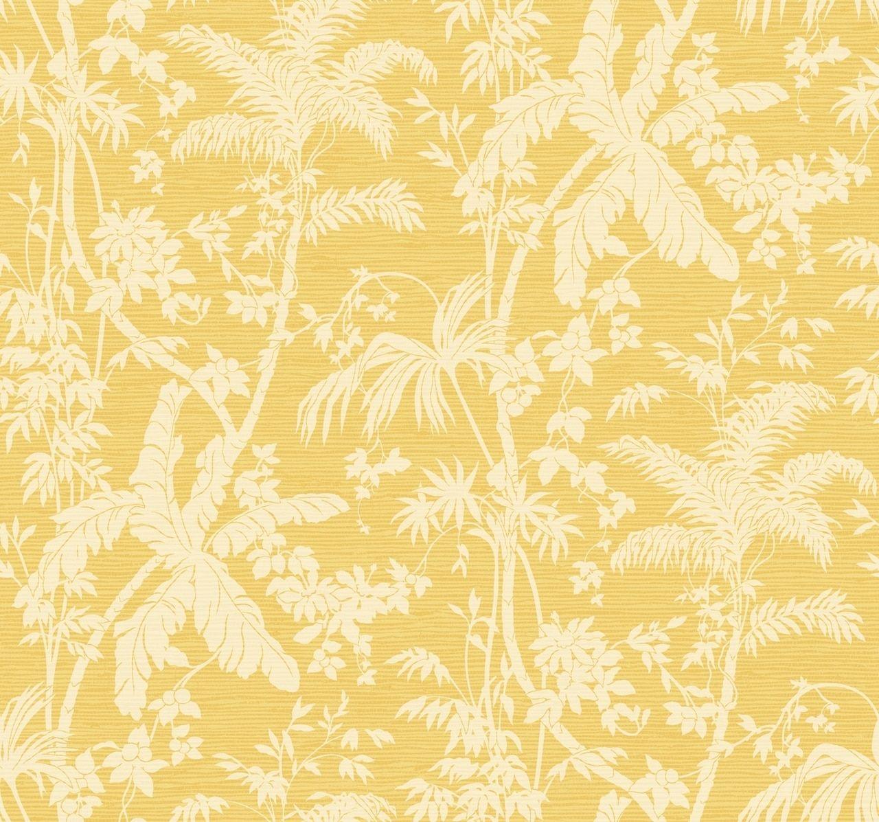 1280x1197 York AT7109 Tropics Palm Shadow Wallpaper white, bright yellow, golden yellow Savvy Decorator