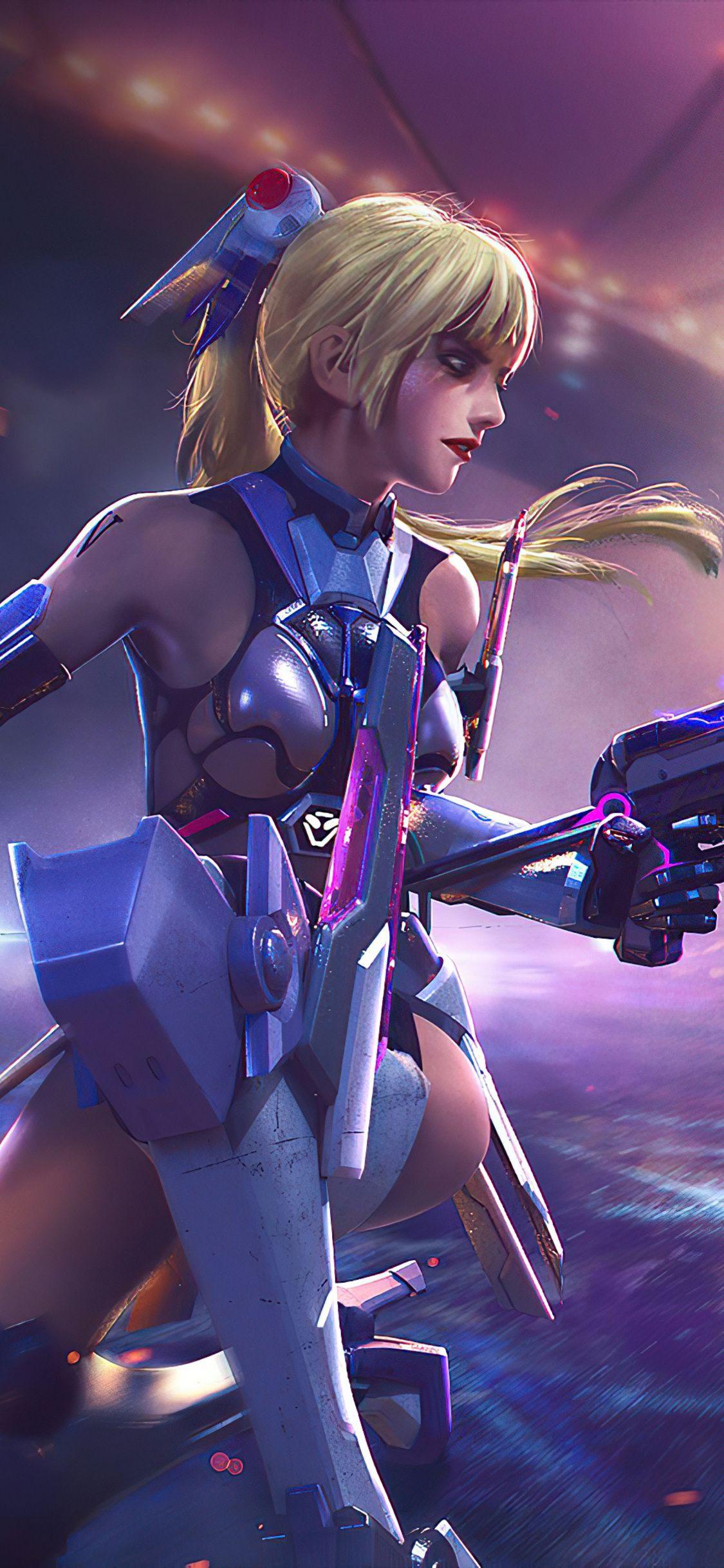 1125x2436 Cyber Girl Garena Free Fire Game 4k iPhone XS, iPhone iPhone X HD 4k Wallpaper, Image, Background, Photo and Picture