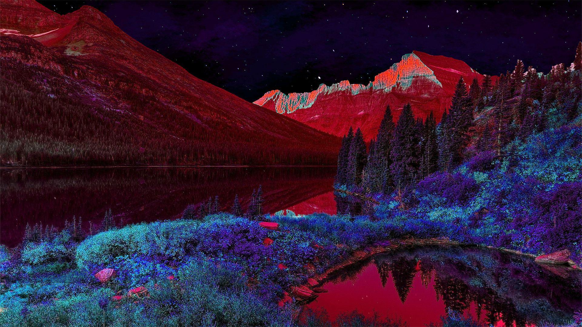 1920x1080 Abstract Trippy Vivid Colorful Psychedelic HD Wallpaper Mountains Wallpaper & Background Download