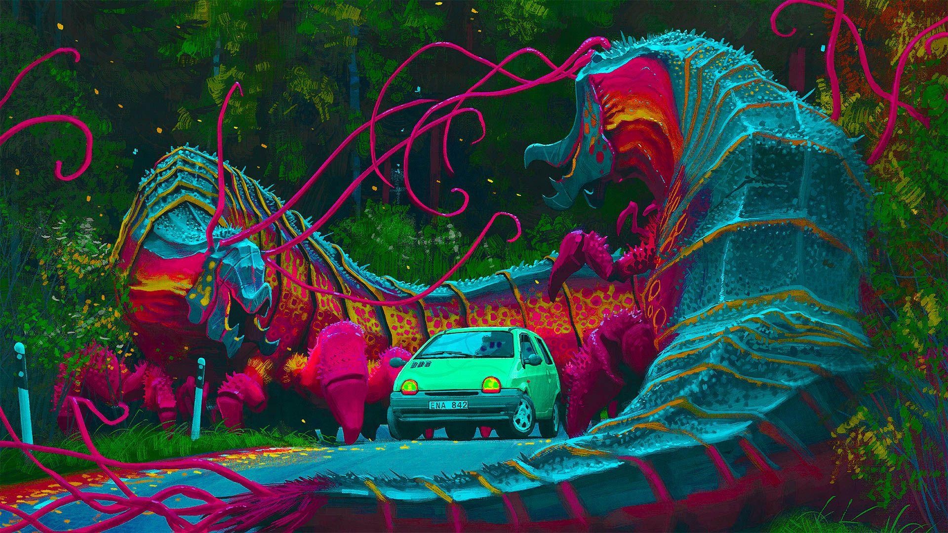 1920x1080 Psychedelic Trippy Colorful Simon Stalenhag Wallpaper:1920x1080