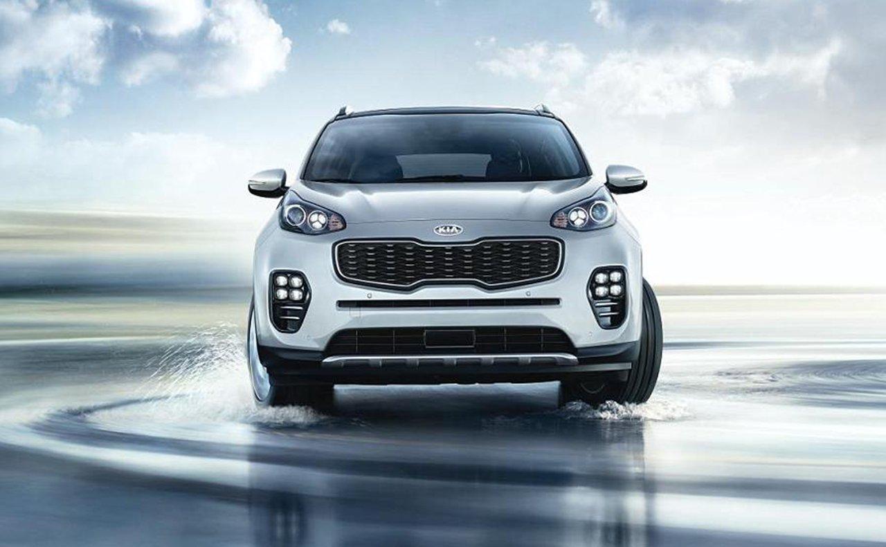 1280x791 Kia Sportage exterior front fog lights in water HD wallpaper
