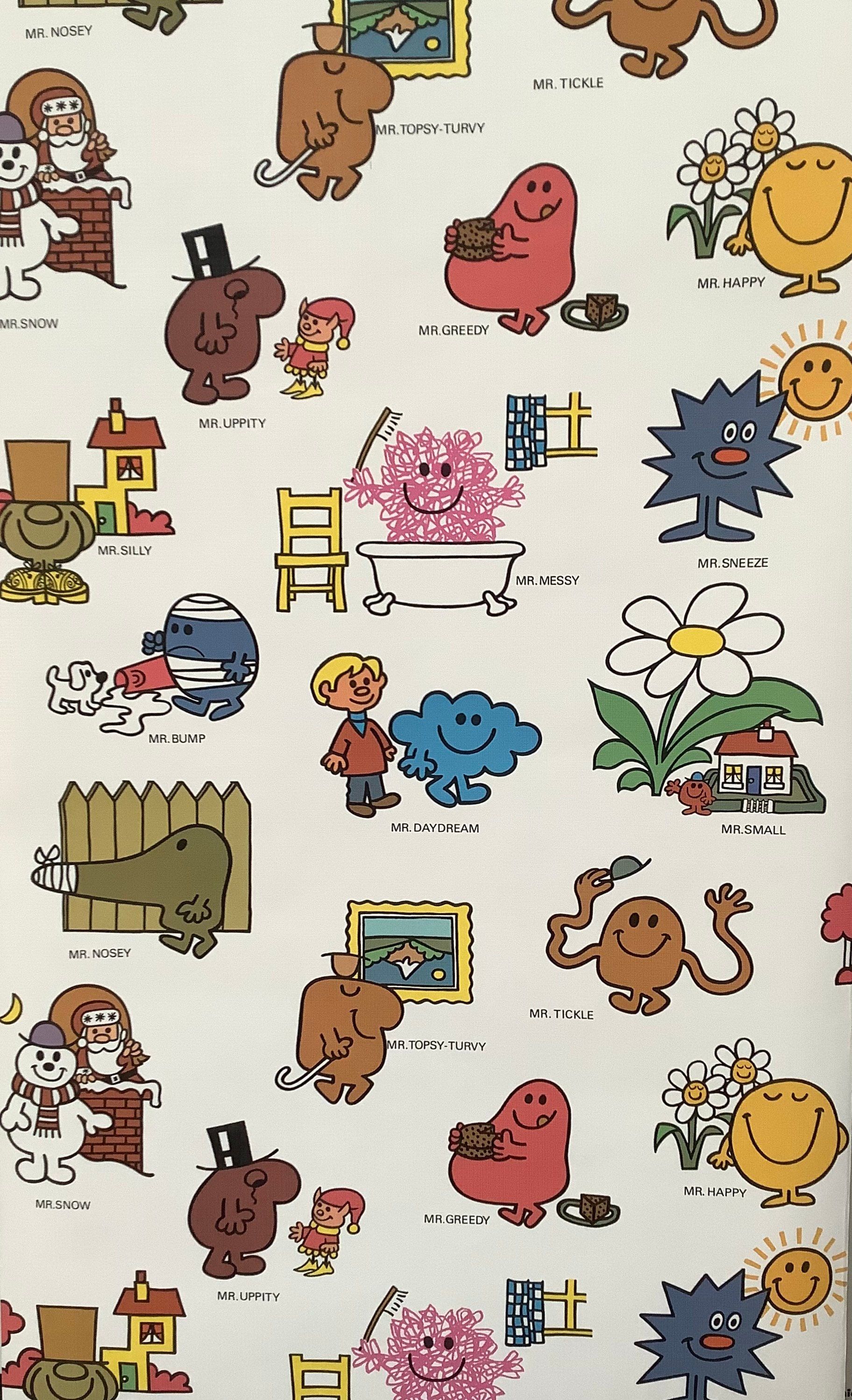 1824x2998 Mr Men Vintage Wallpaper Rare by the Yard Art Wall