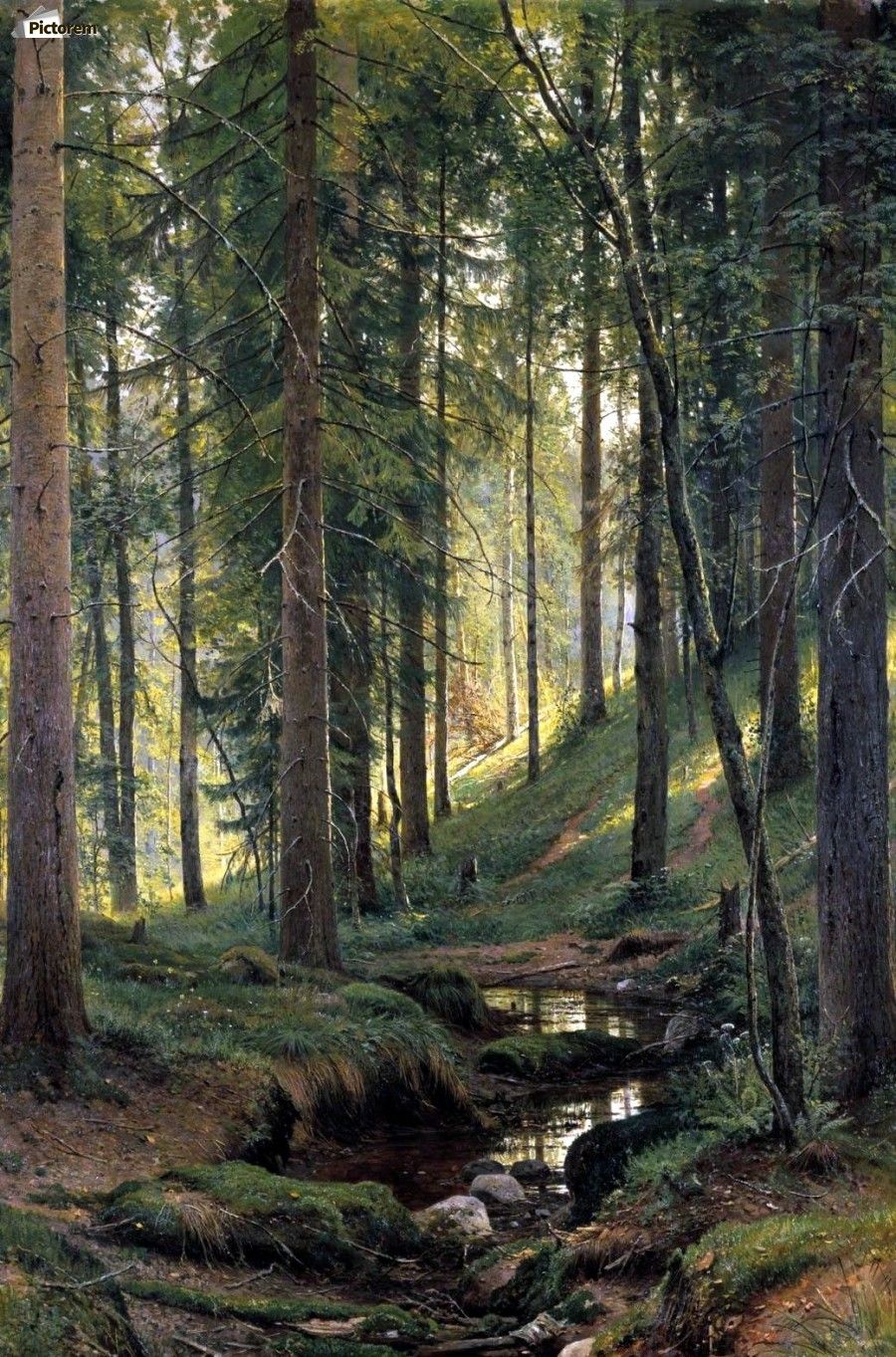 900x1363 Stream by a forest slope by Ivan Shishkin Wall Art
