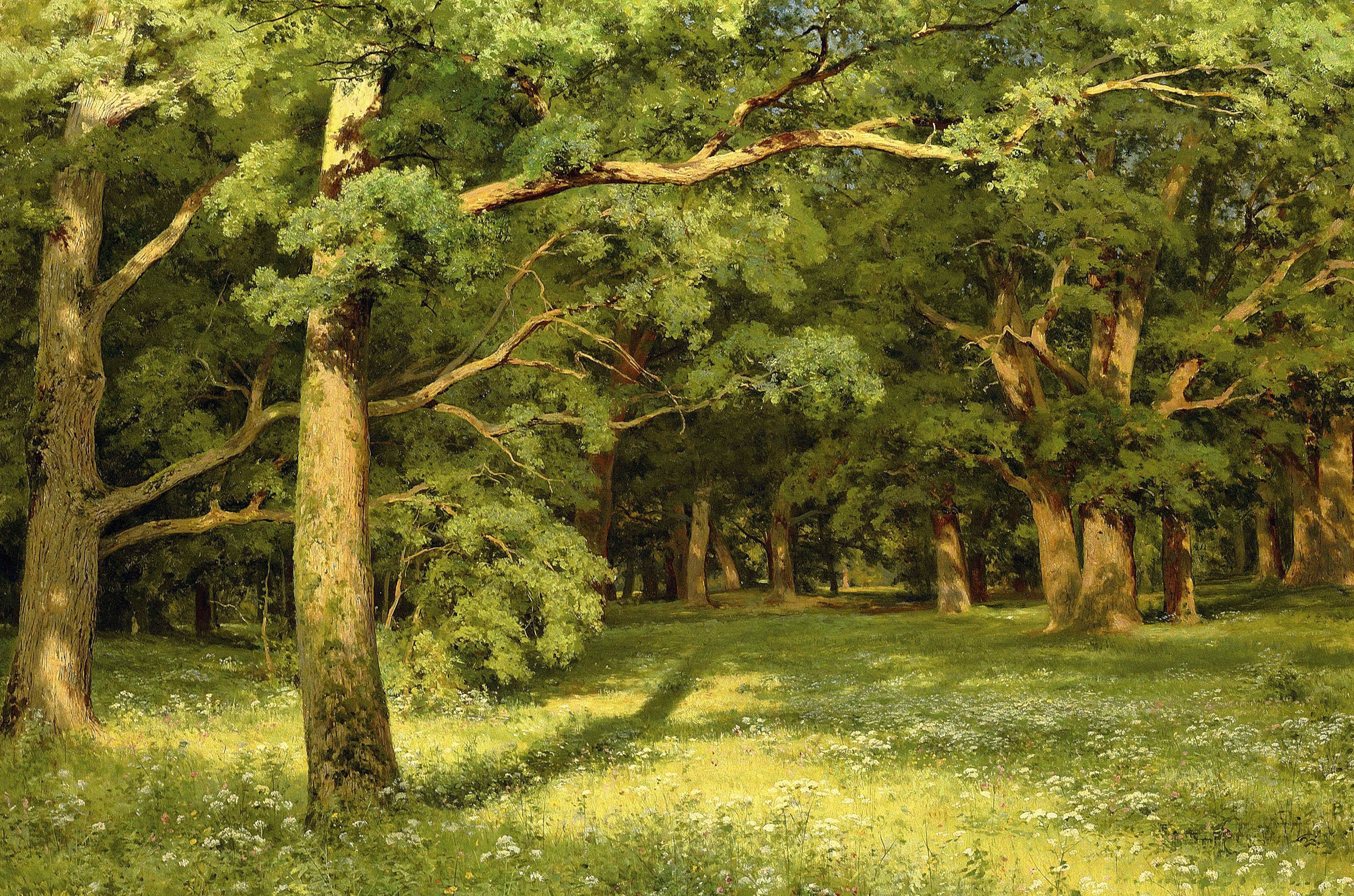 2880x1907 Wallpaper nature, landscape, Forest Glade, Ivan Shishkin, picture for mobile and desktop, section живопись, resolution 2880x1907