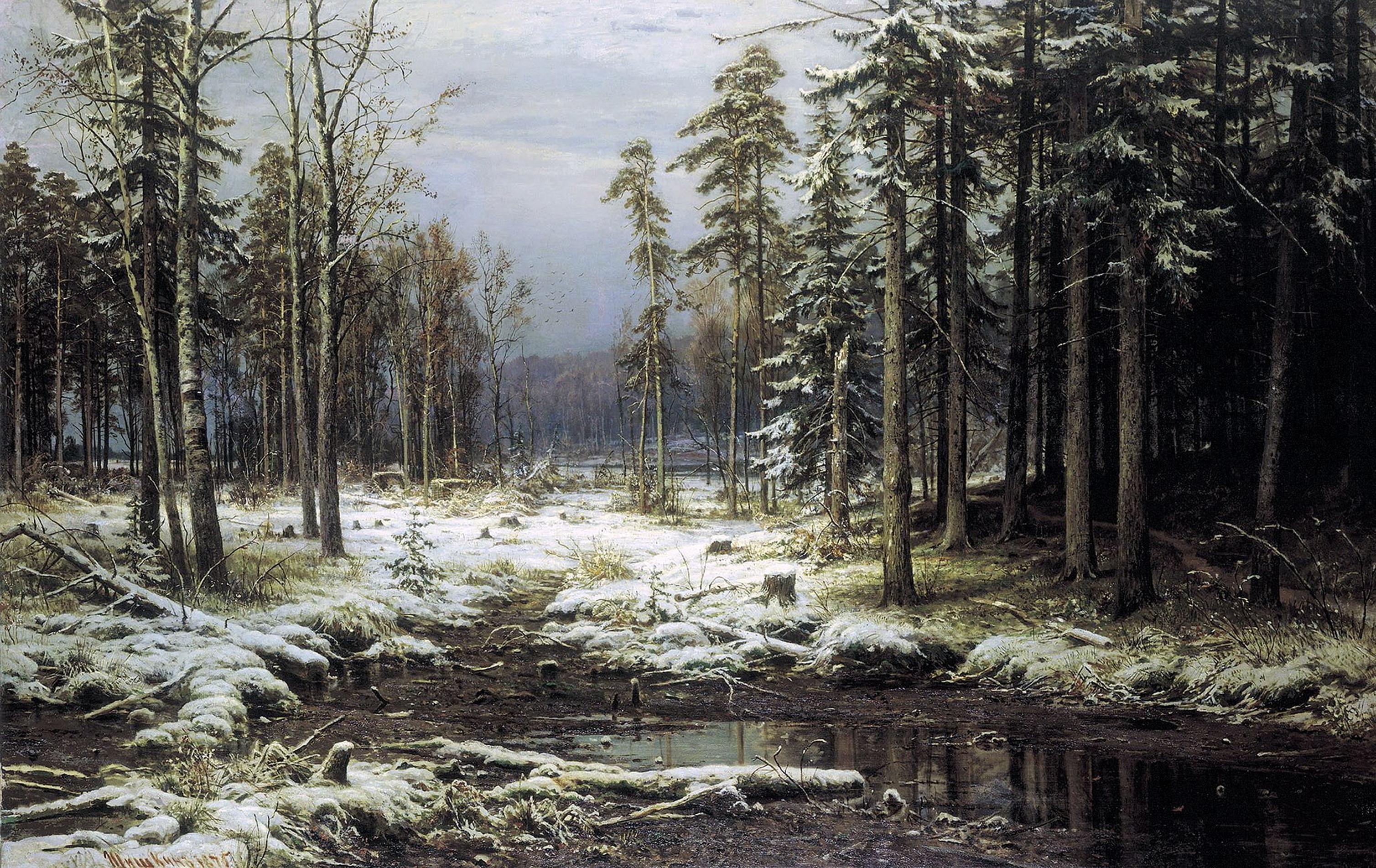3017x1903 Первый снег (Шишкин)