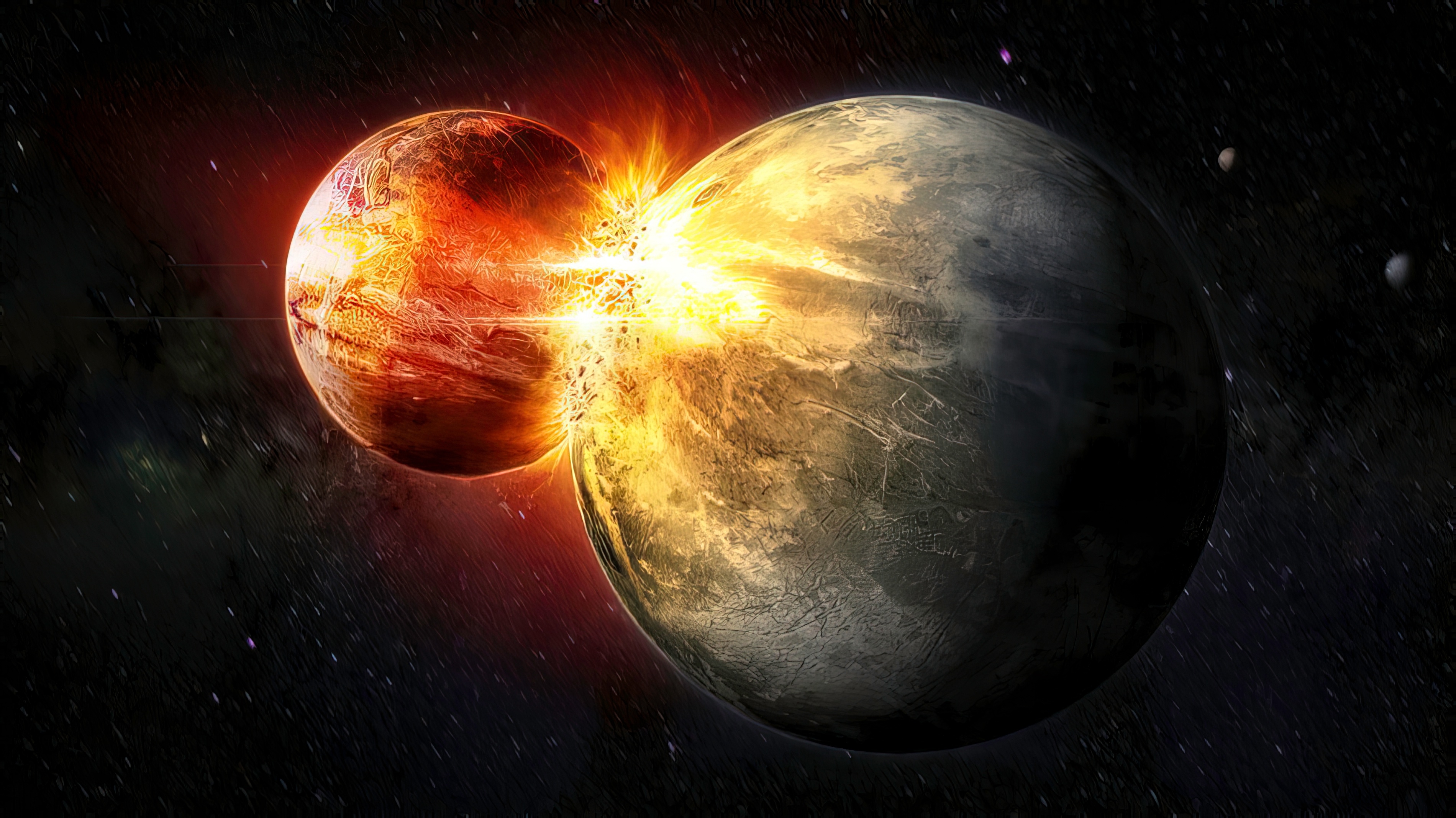 3800x2136 Collision of Planets Wallpaper, HD Space 4K Wallpaper, Image and Background