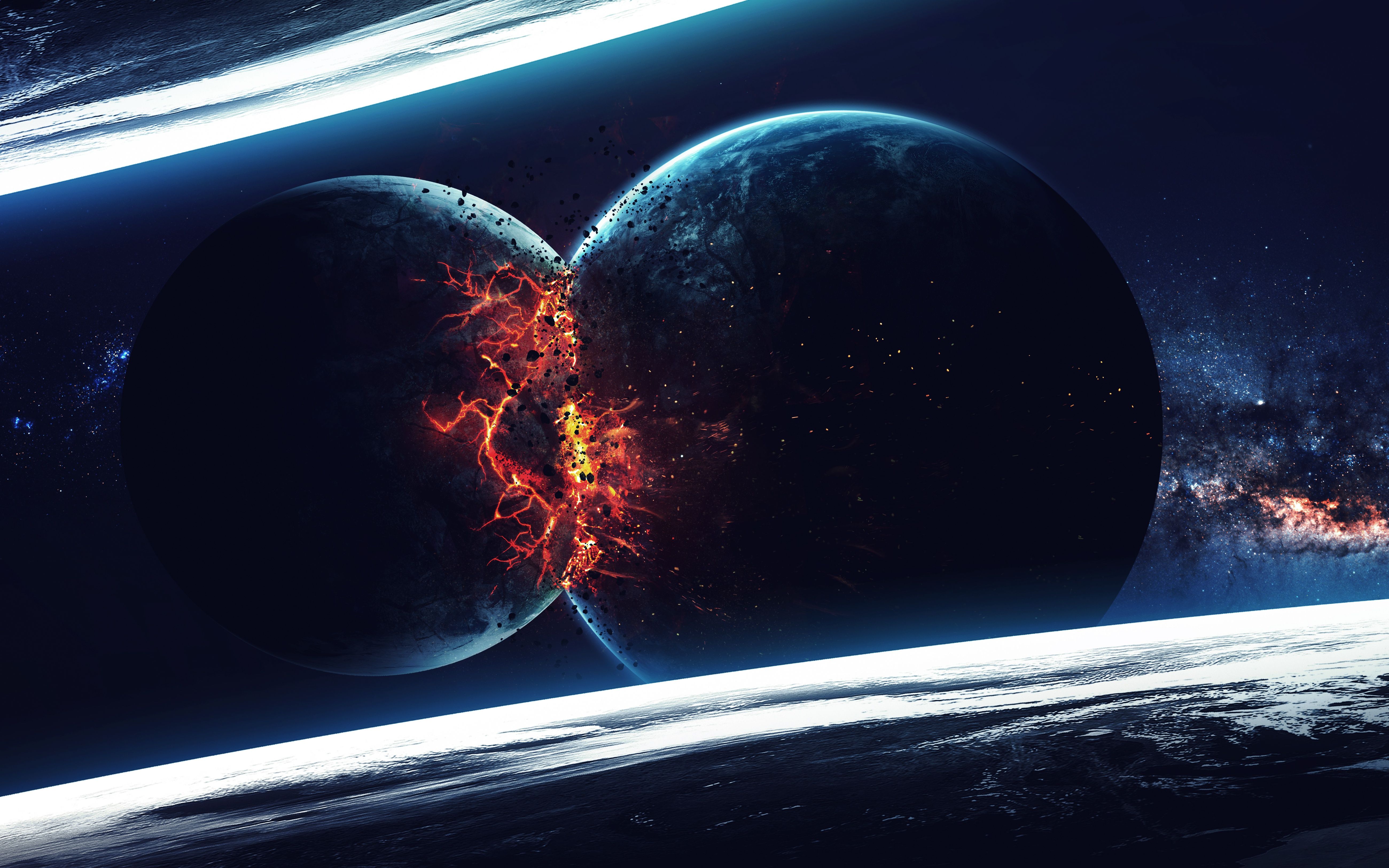 5200x3250 Wallpaper planets, destruction, sci fi, collision for mobile and desktop, section космос, resolution 5200x3250