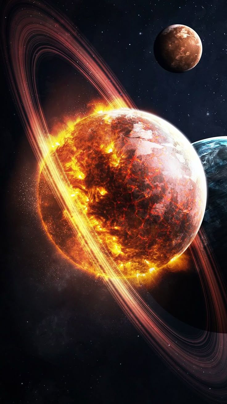 736x1309 Galaxy Arts. Space Artwork, Space Art, Wallpaper Space. Planets colliding wallpaper, Fire planet wallpaper