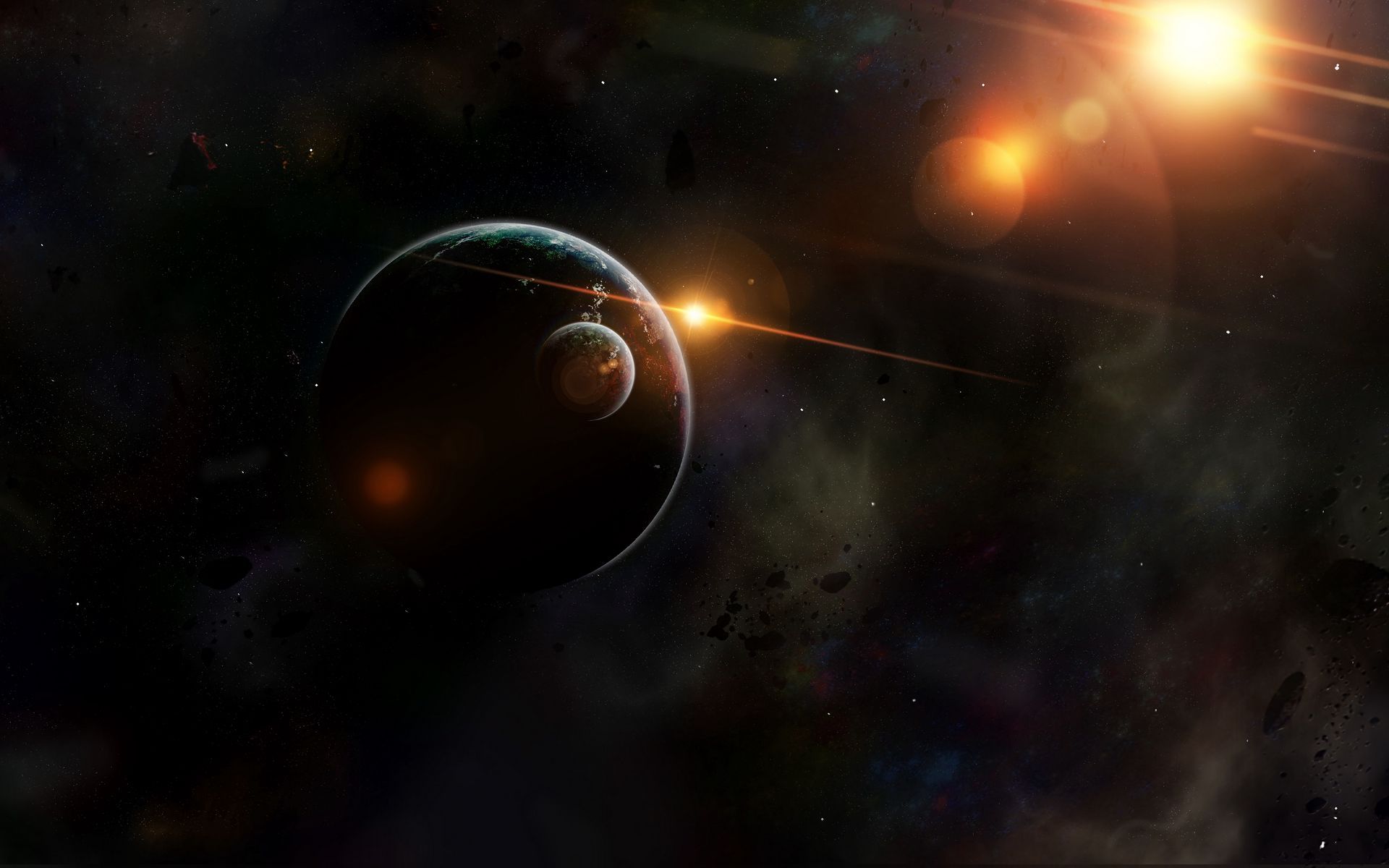 1920x1200 Download wallpaper 1920x1200 planets, space, flash, shine, flare widescreen 16:10 HD background