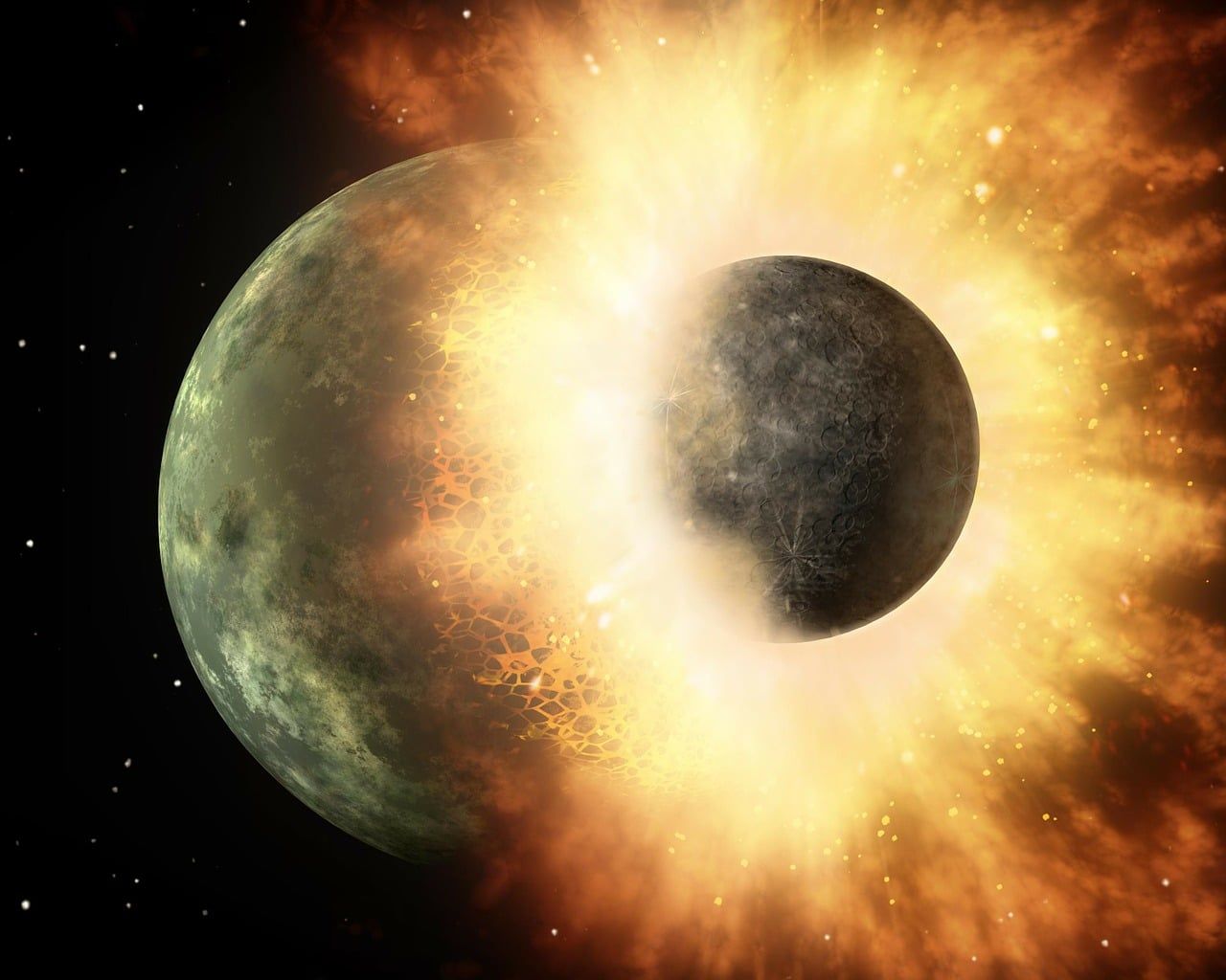 1280x1024 Free Planet Collision & Space Image