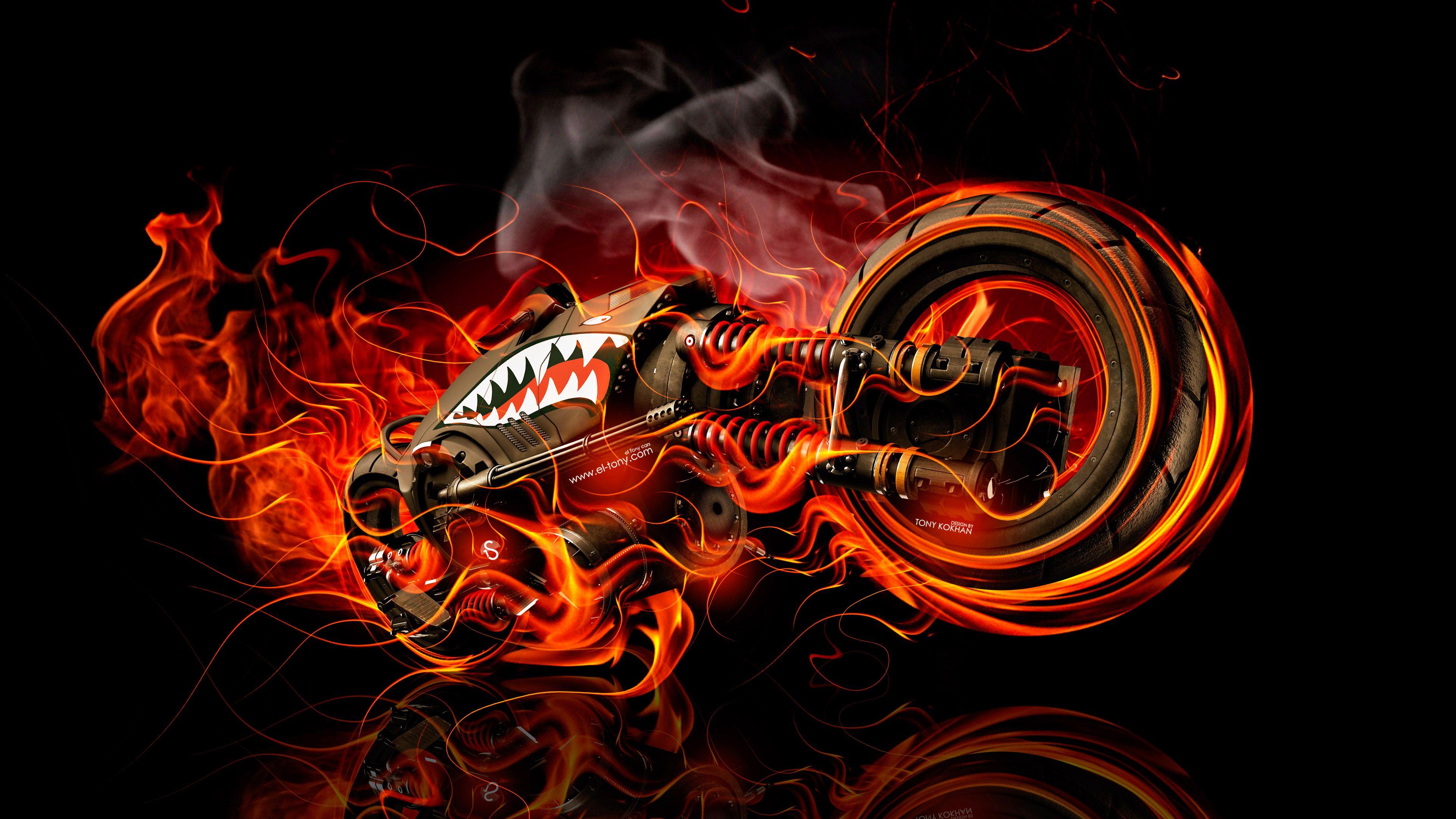 3840x2160 Fire Cars Wallpaper