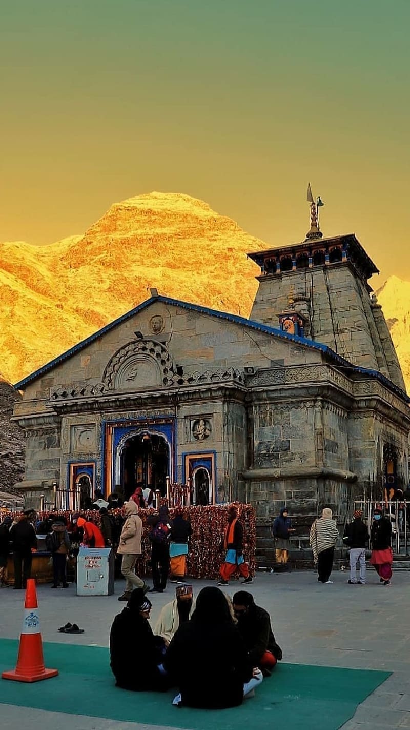 800x1423 Kedarnath Temple, Sunlight Background, mandir, lord shiva, jyotirlinga, HD phone wallpaper