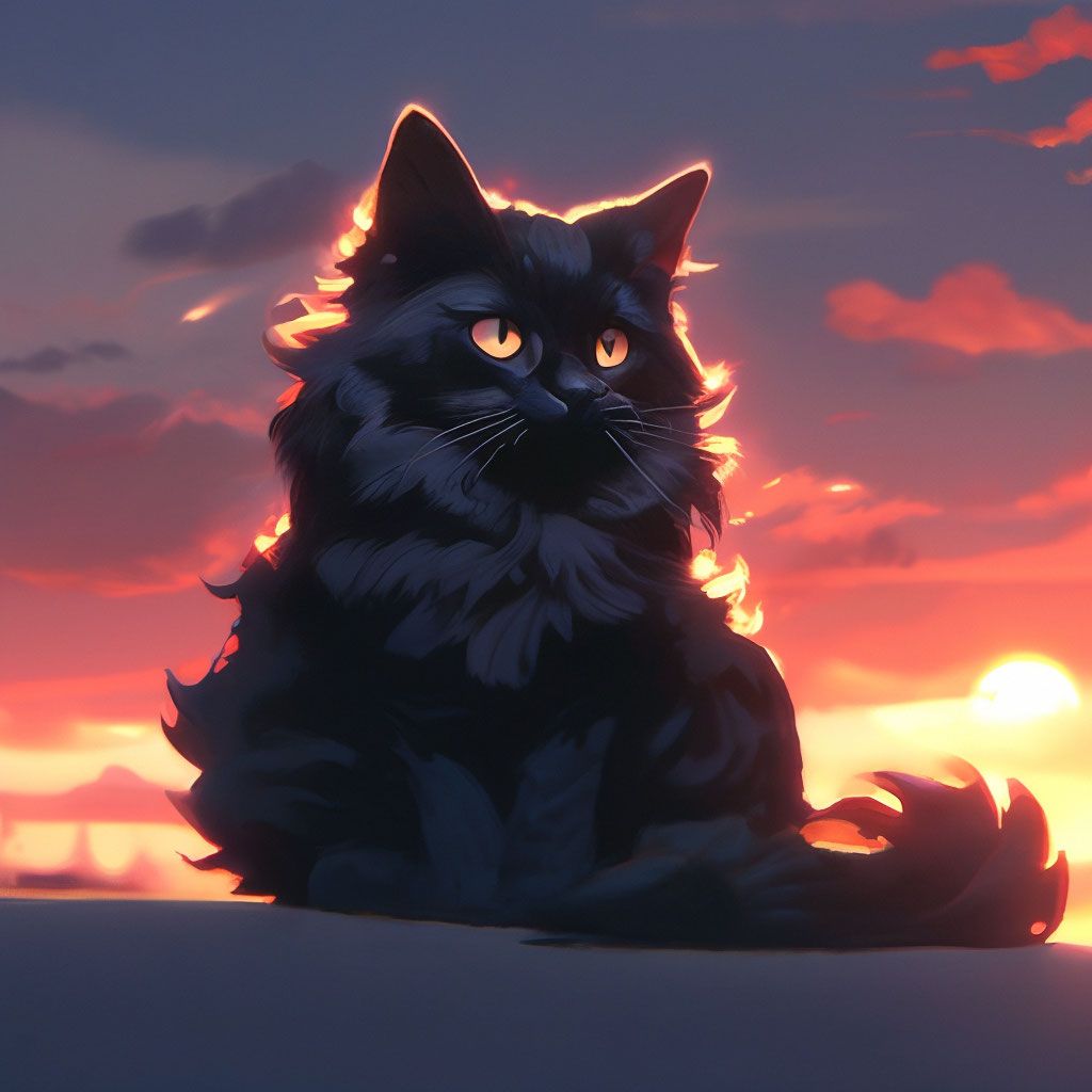 1024x1024 Amoled wallpaper, Fluffy Black Cat, Pure black, shades of dark red and gray, gradient, 32k -ar 1080:1920 -s 750