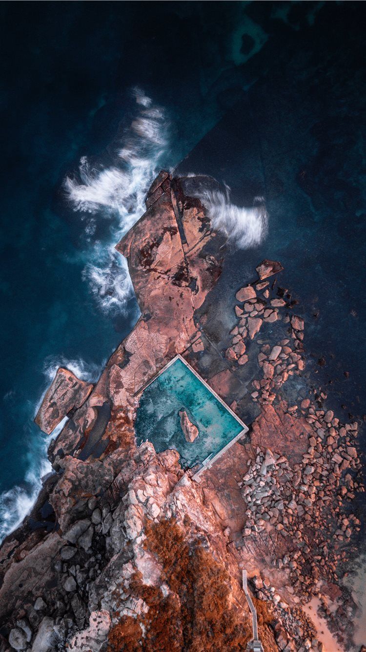 750x1334 mountain and ocean waves aerial scenery iPhone 8 Wallpaper Free Download