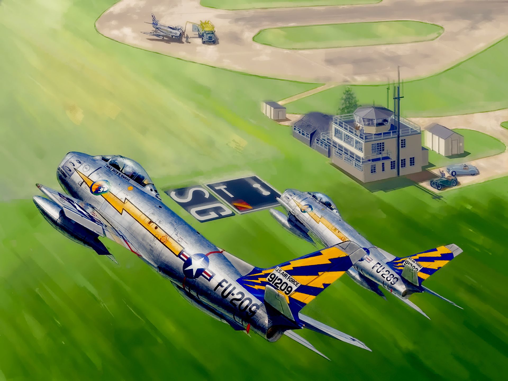 1920x1440 Wallpaper North American F 86 Sabre, Jet Fighter, Aviation, Painting, War, Art For Mobile And Desktop, Section авиация, Resolution 1920x1440