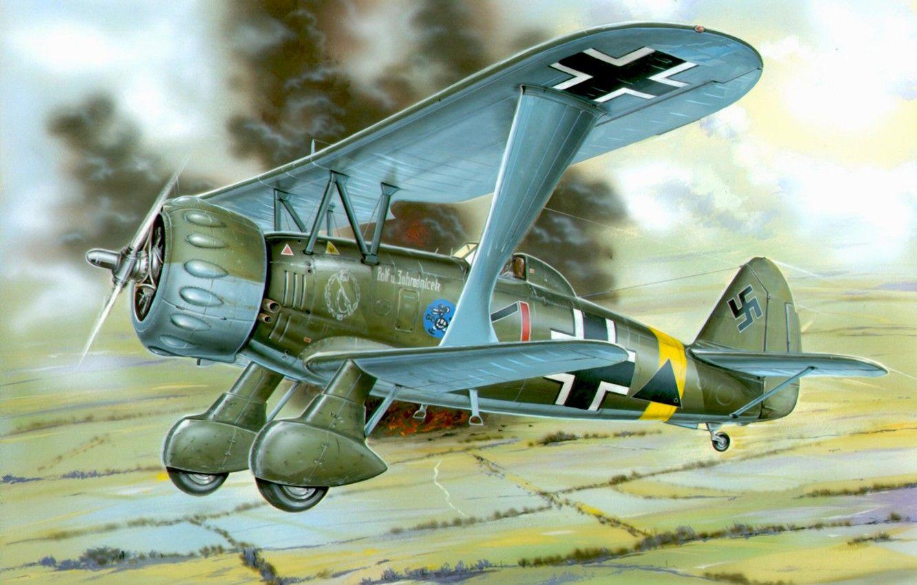 1332x850 Wallpaper war, art, painting, aviation, ww Henschel Hs - for desktop, section авиация