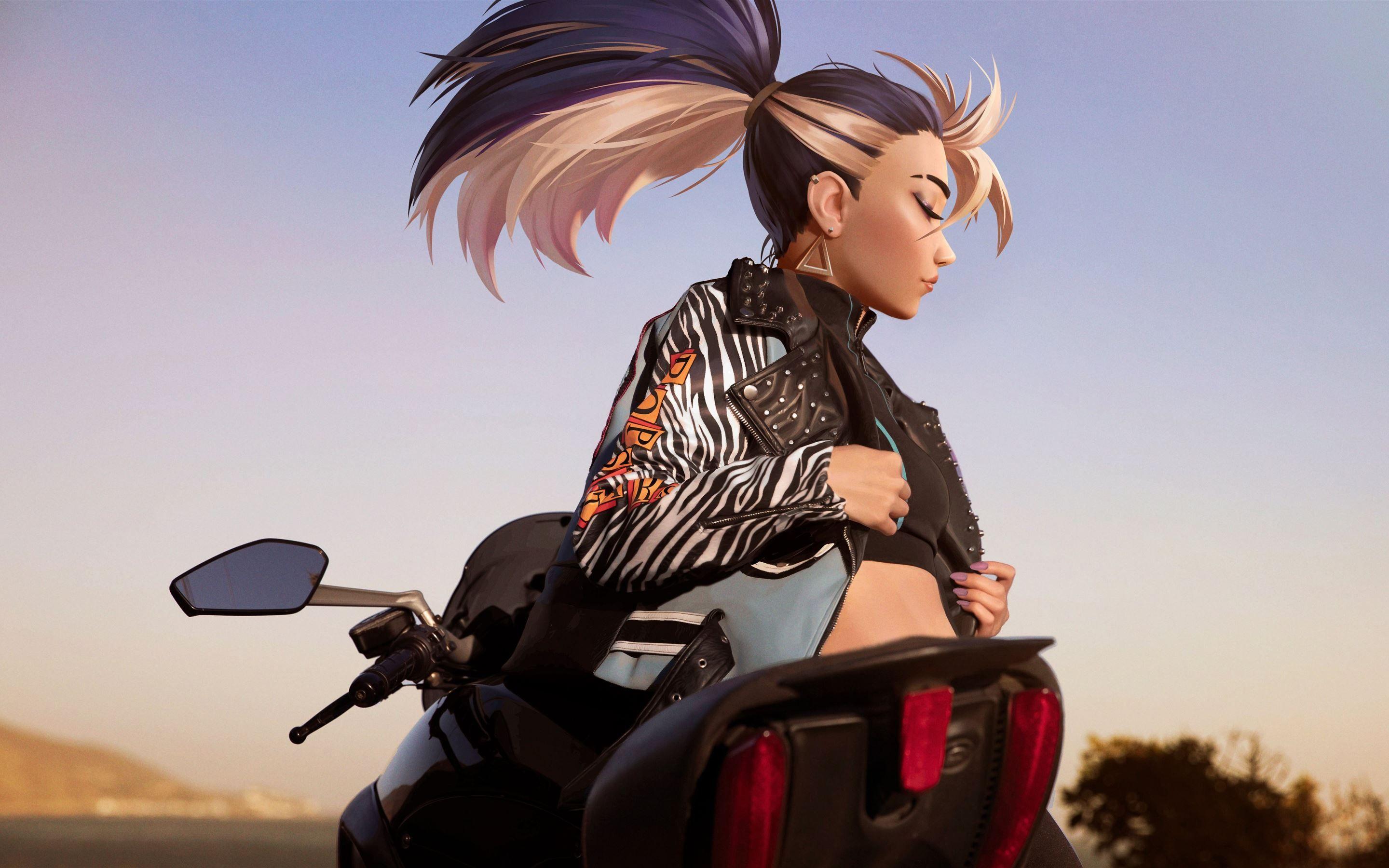 2880x1800 kda akali bike pose 4k MacBook Air Wallpaper Download