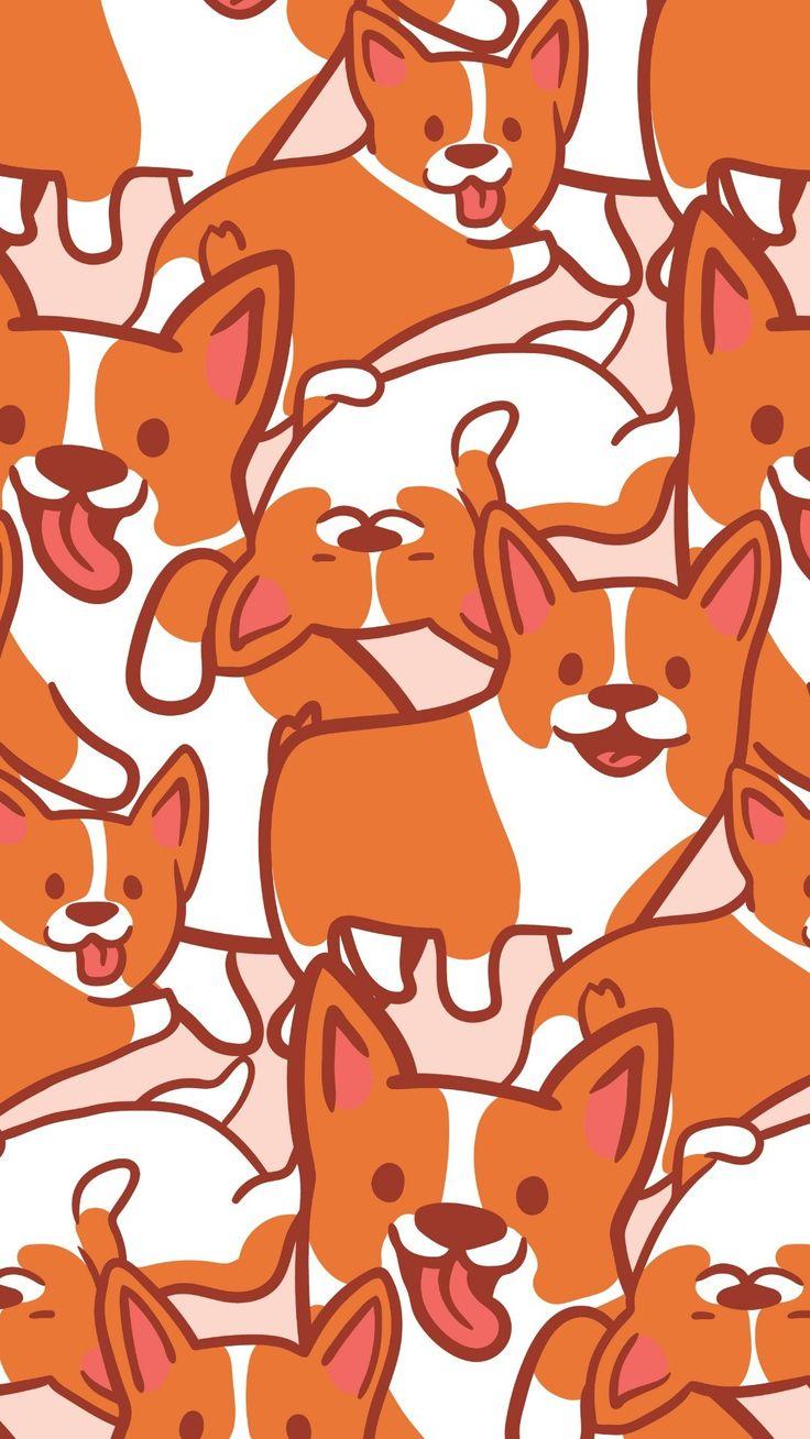 736x1308 Cartoon Corgis Wallpaper